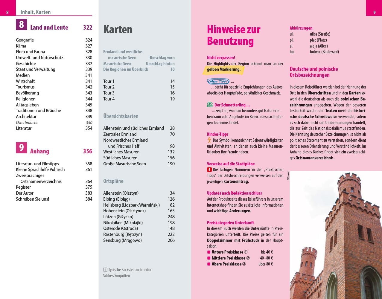 Beispielinhalt (Bild) Reise Know-How Reiseführer Masurische Seen und Ermland