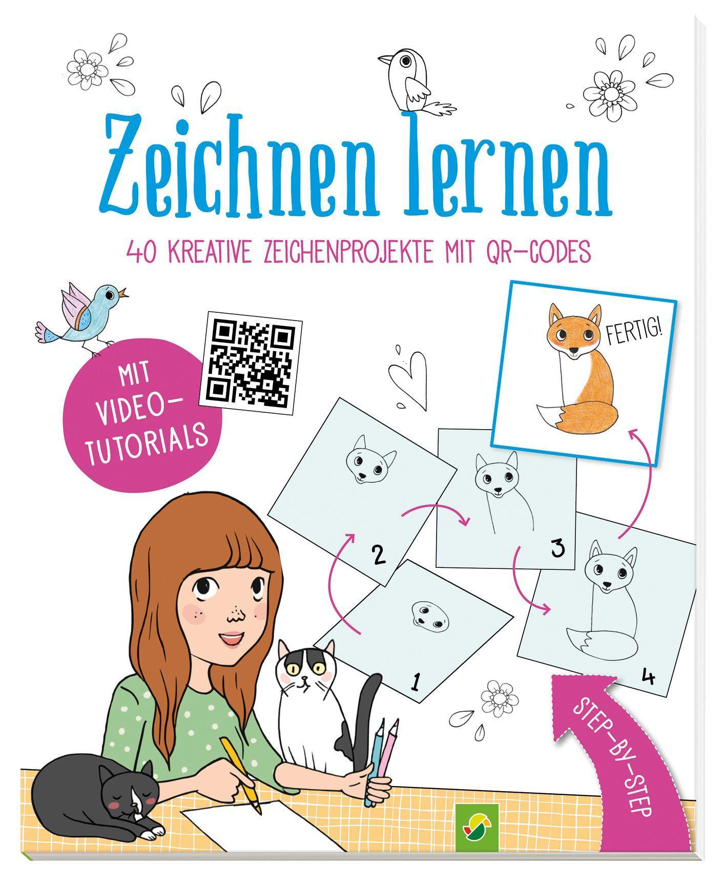 Vorderes Coverbild Zeichnen lernen  - 40 niedliche Zeichenprojekte mit QR-Codes