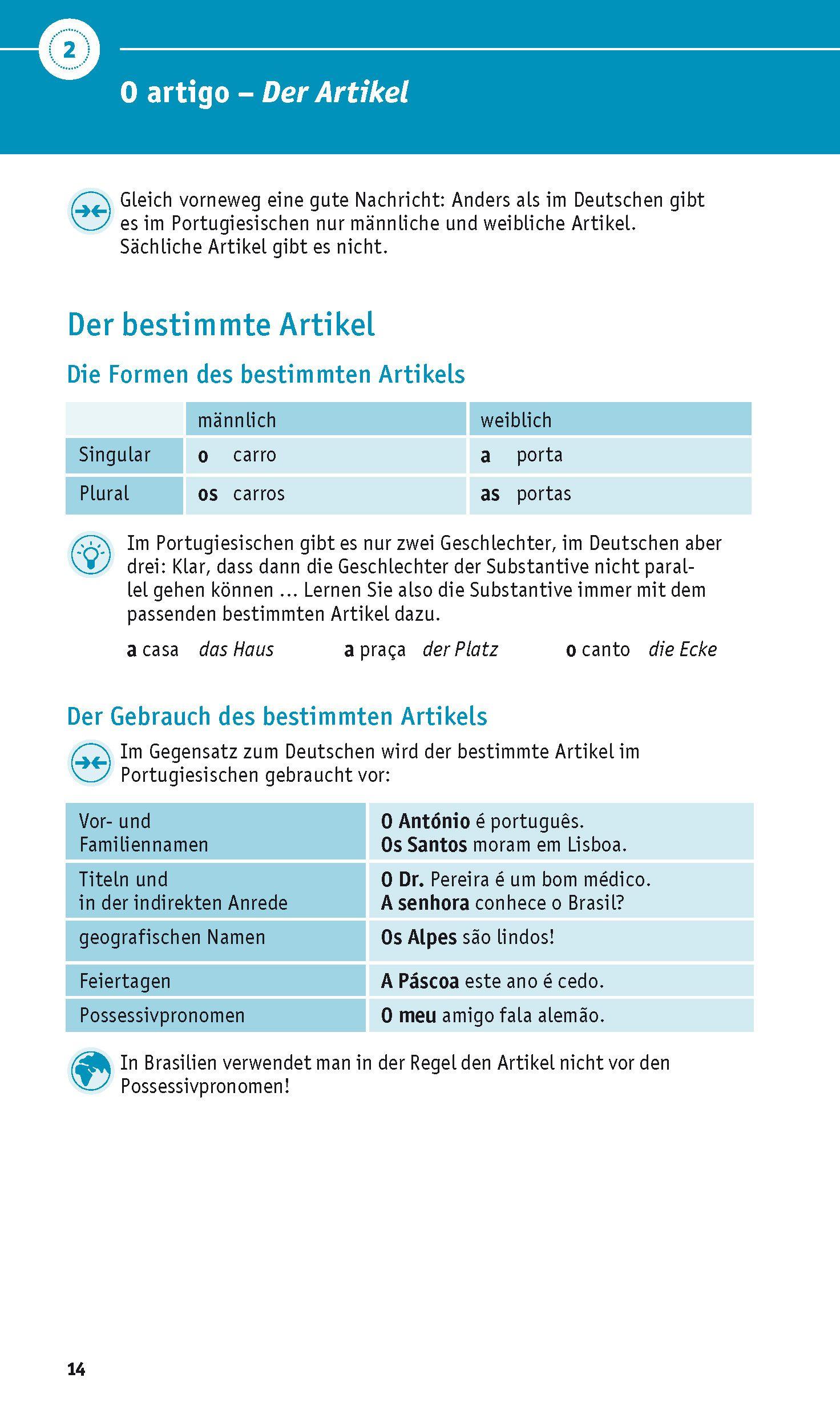 Beispielinhalt (Bild) PONS Grammatik kurz & bündig Portugiesisch