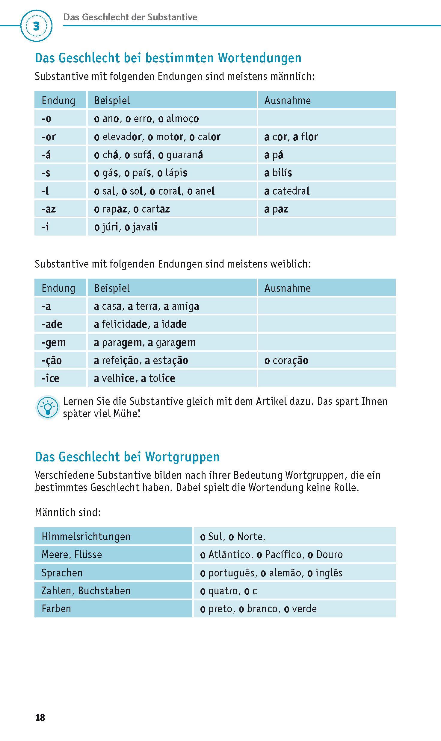 Beispielinhalt (Bild) PONS Grammatik kurz & bündig Portugiesisch