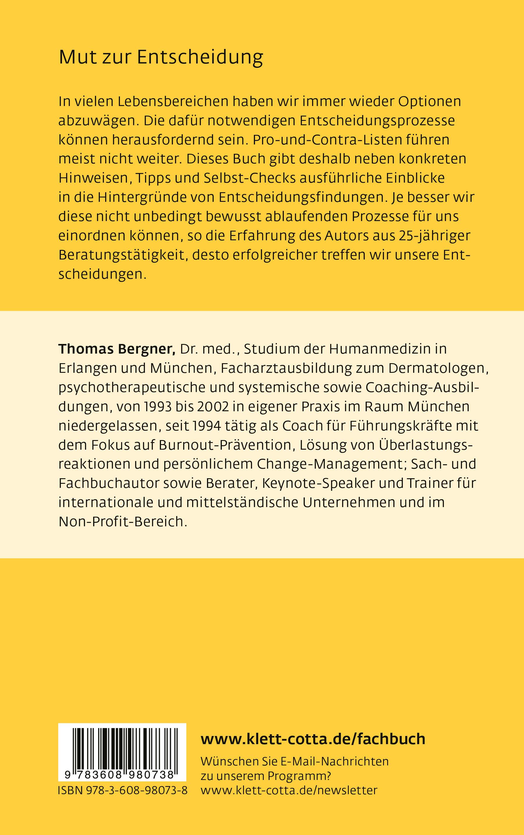 Rückseitencover Gute Entscheidungen treffen