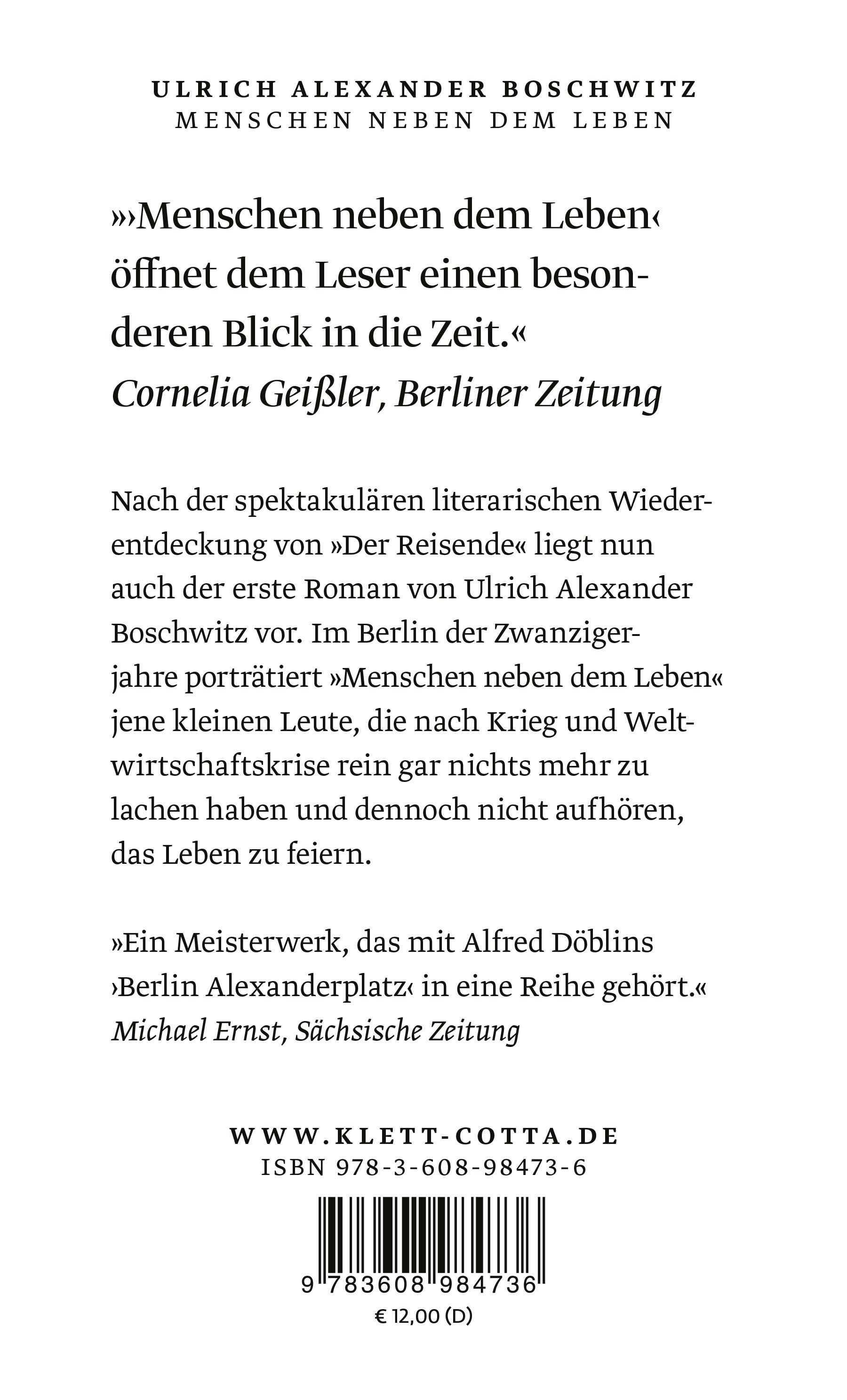 Rückseitencover Menschen neben dem Leben