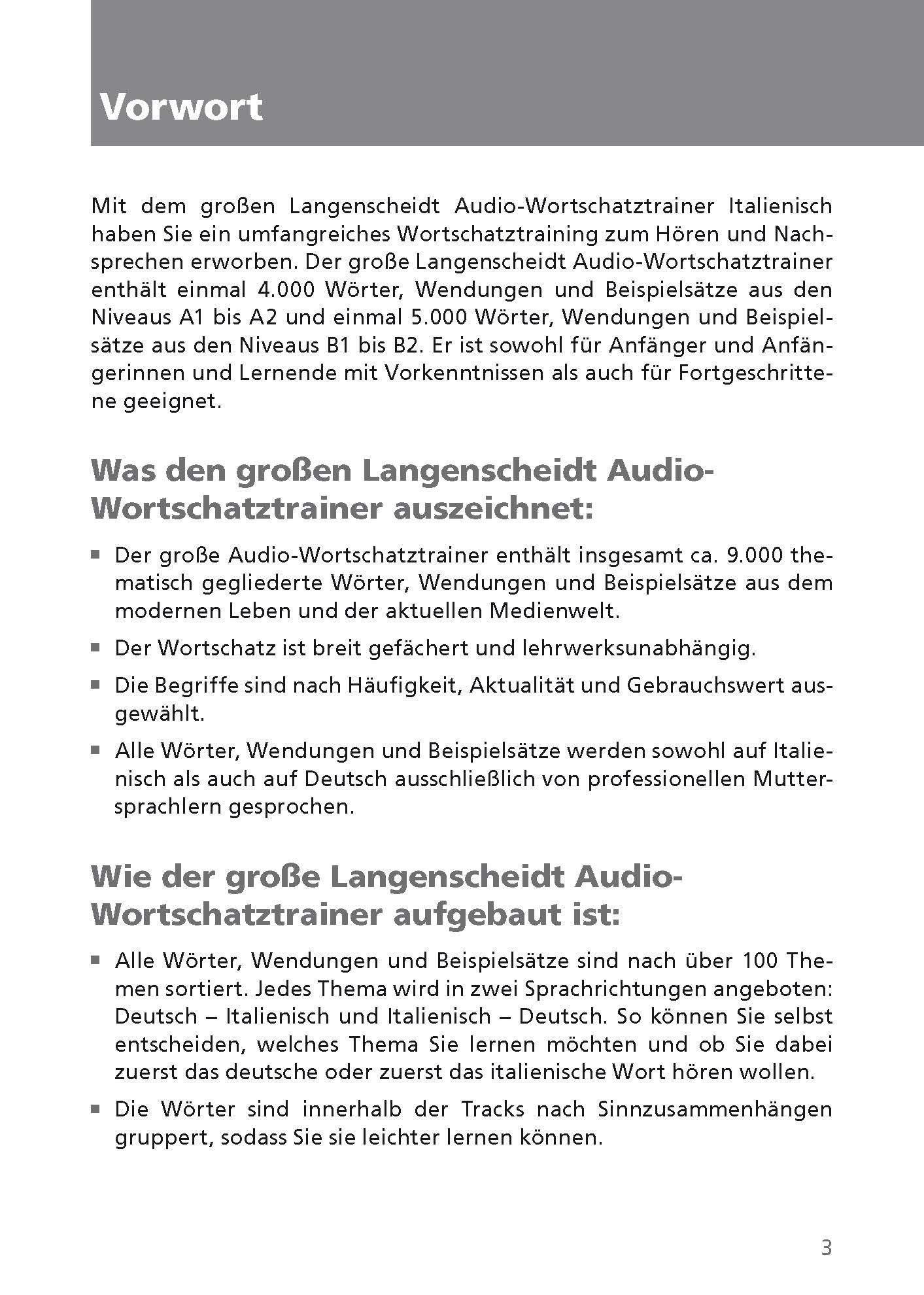 Beispielinhalt (Bild) Langenscheidt Der große Audio-Wortschatztrainer Italienisch