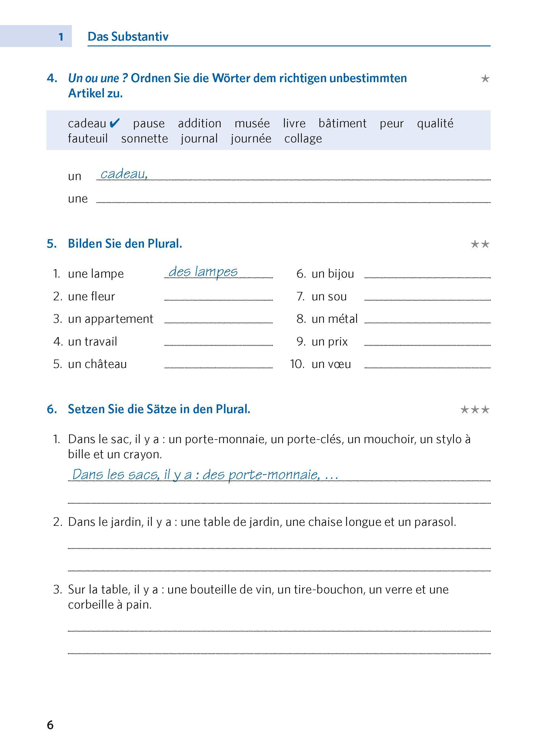 Beispielinhalt (Bild) Langenscheidt Grammatiktraining Französisch