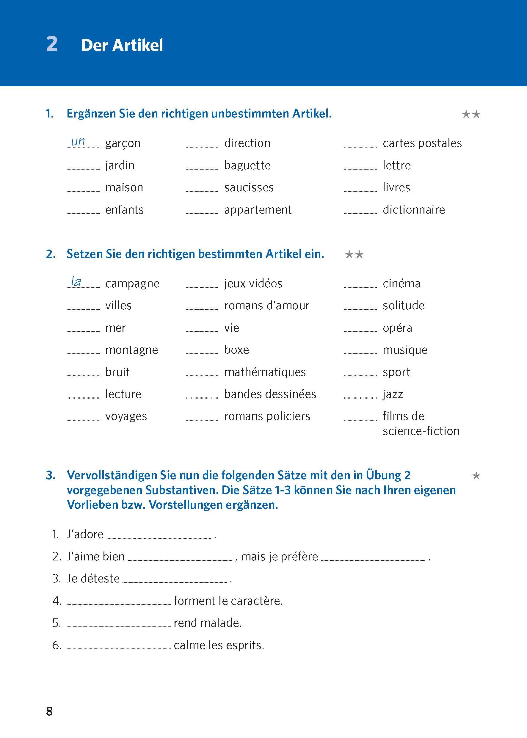 Beispielinhalt (Bild) Langenscheidt Grammatiktraining Französisch