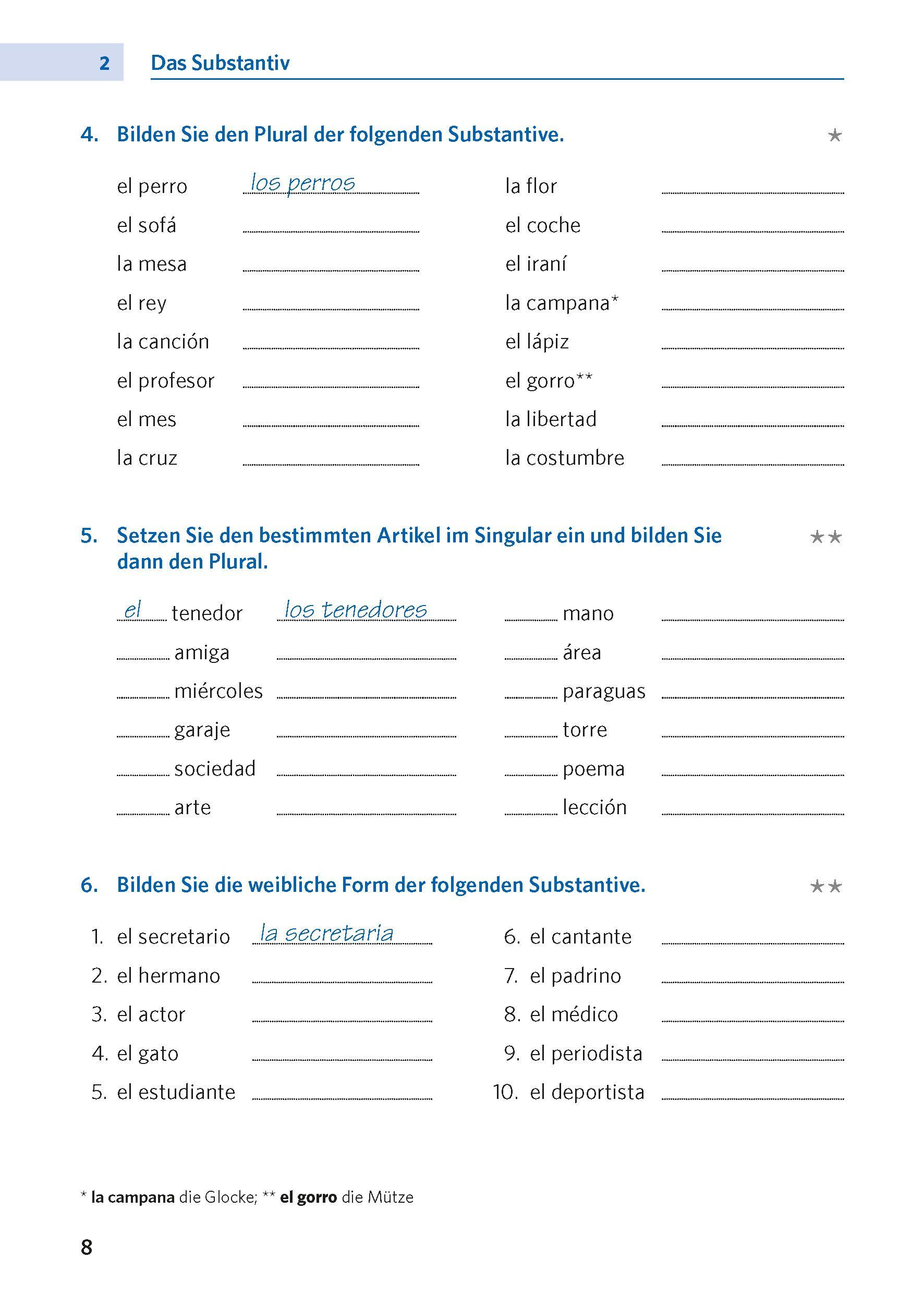 Beispielinhalt (Bild) Langenscheidt Grammatiktraining Spanisch