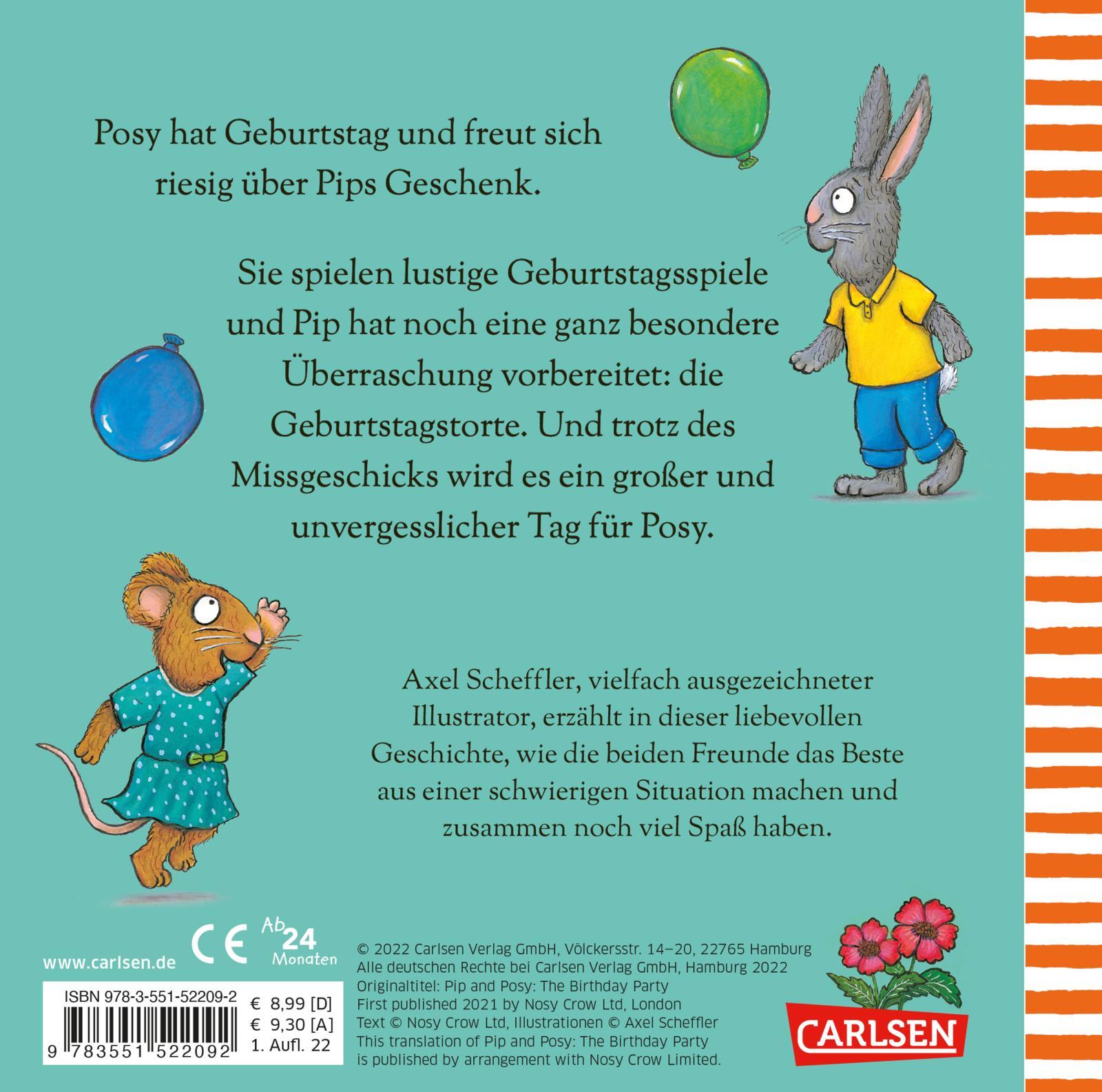 Rückseitencover Pip und Posy: Pip und Posy feiern Geburtstag