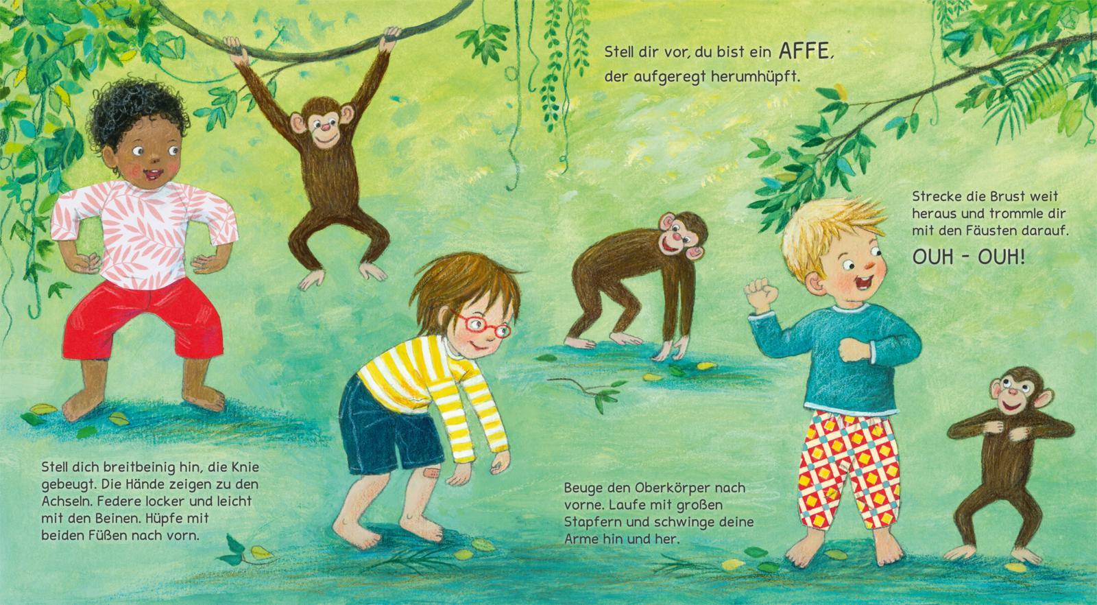 Beispielinhalt (Bild) Turnen wie die Tiere - Das große Yoga Buch für kleine Kinder