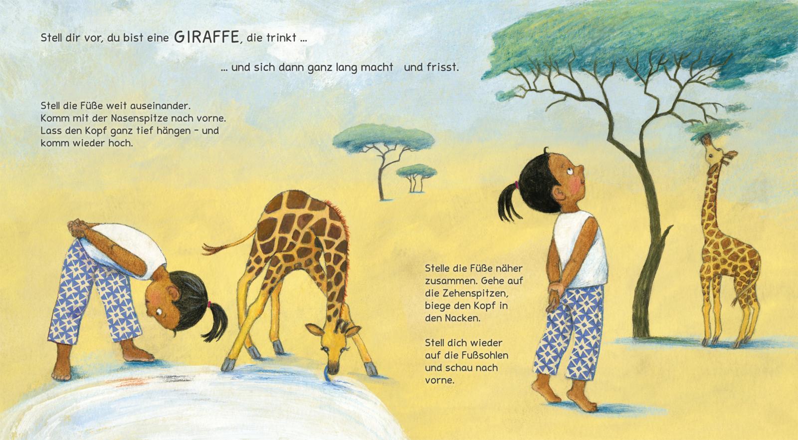 Beispielinhalt (Bild) Turnen wie die Tiere - Das große Yoga Buch für kleine Kinder