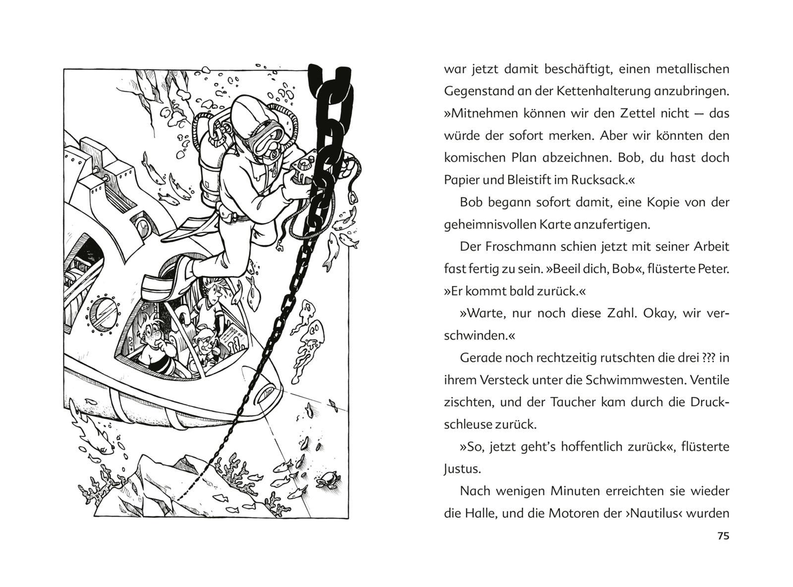 Beispielinhalt (Bild) Die drei ??? Kids: Doppelband - Enthält die Bände: Rettet Atlantis! / Jagd auf das Dino-Ei