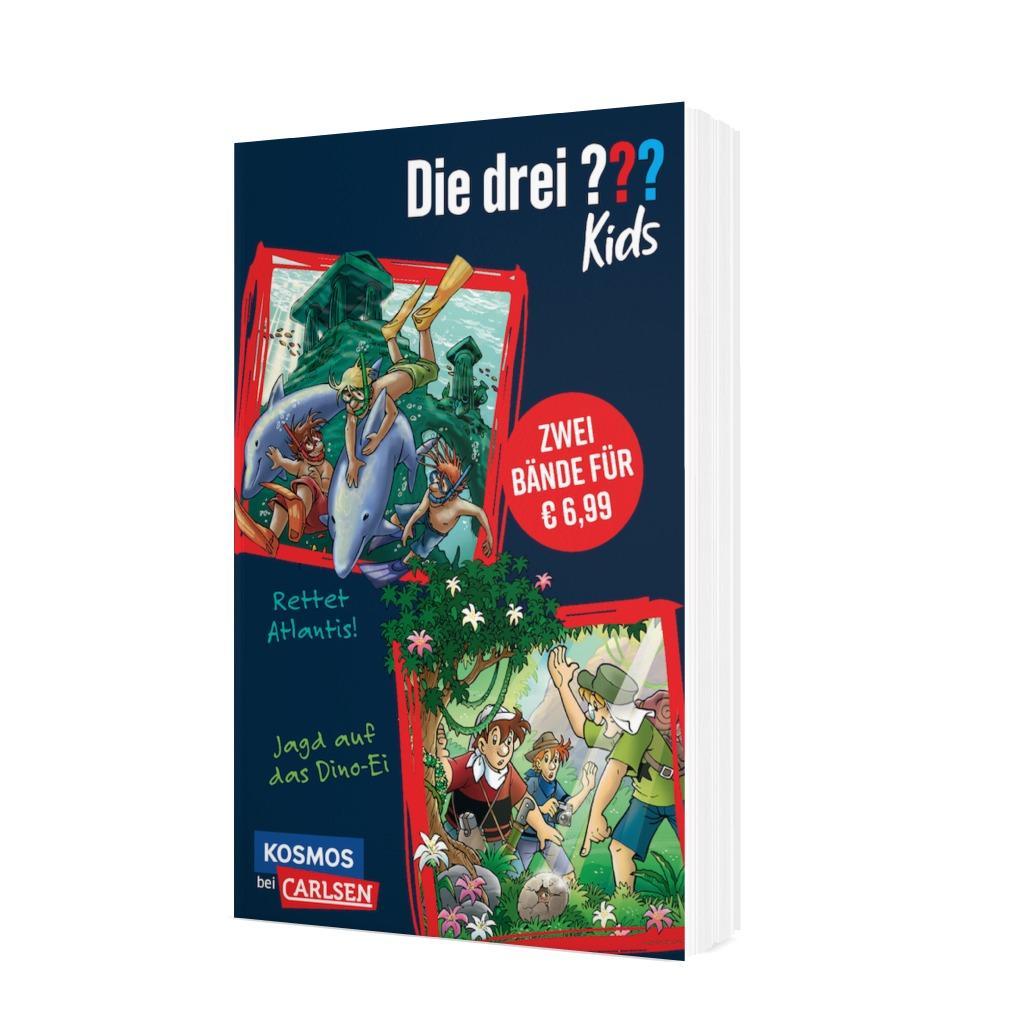 Beispielinhalt (Bild) Die drei ??? Kids: Doppelband - Enthält die Bände: Rettet Atlantis! / Jagd auf das Dino-Ei