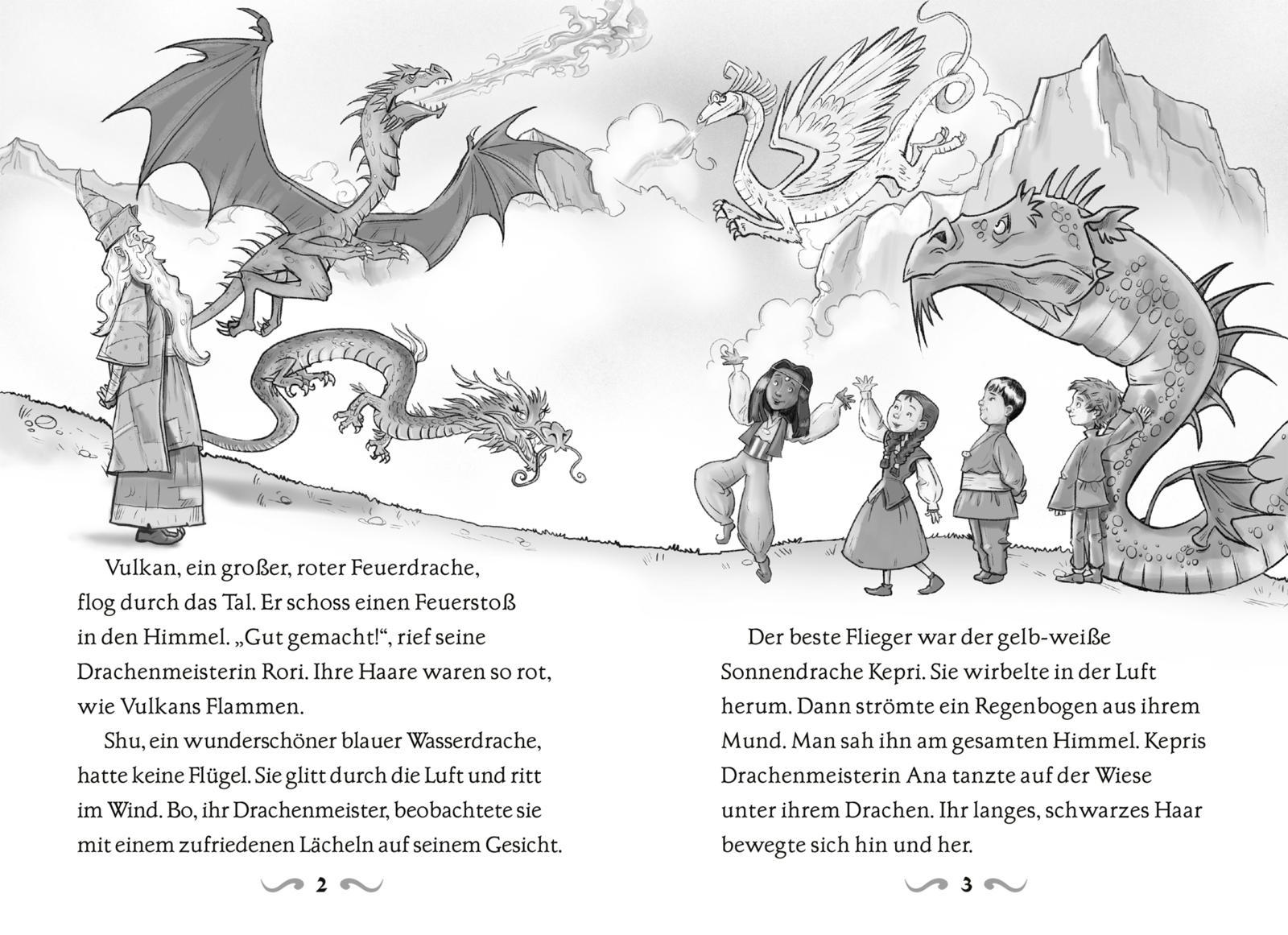 Beispielinhalt (Bild) Drachenmeister Doppelband - Enthält die Geschichten: Der Aufstieg des Erddrachen (Bd. 1) / Die Rettung des Sonnendrachen (Bd. 2)
