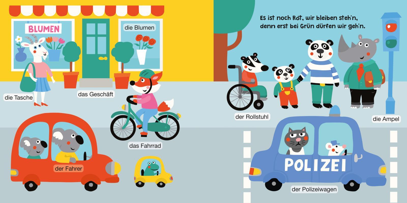 Beispielinhalt (Bild) Baby Pixi (unkaputtbar) 107: Mein Baby-Pixi-Buggybuch: Unterwegs