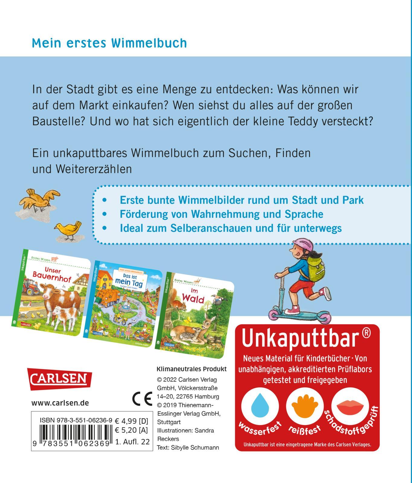 Rückseitencover Unkaputtbar: Mein erstes Wimmelbuch: Unterwegs in der Stadt