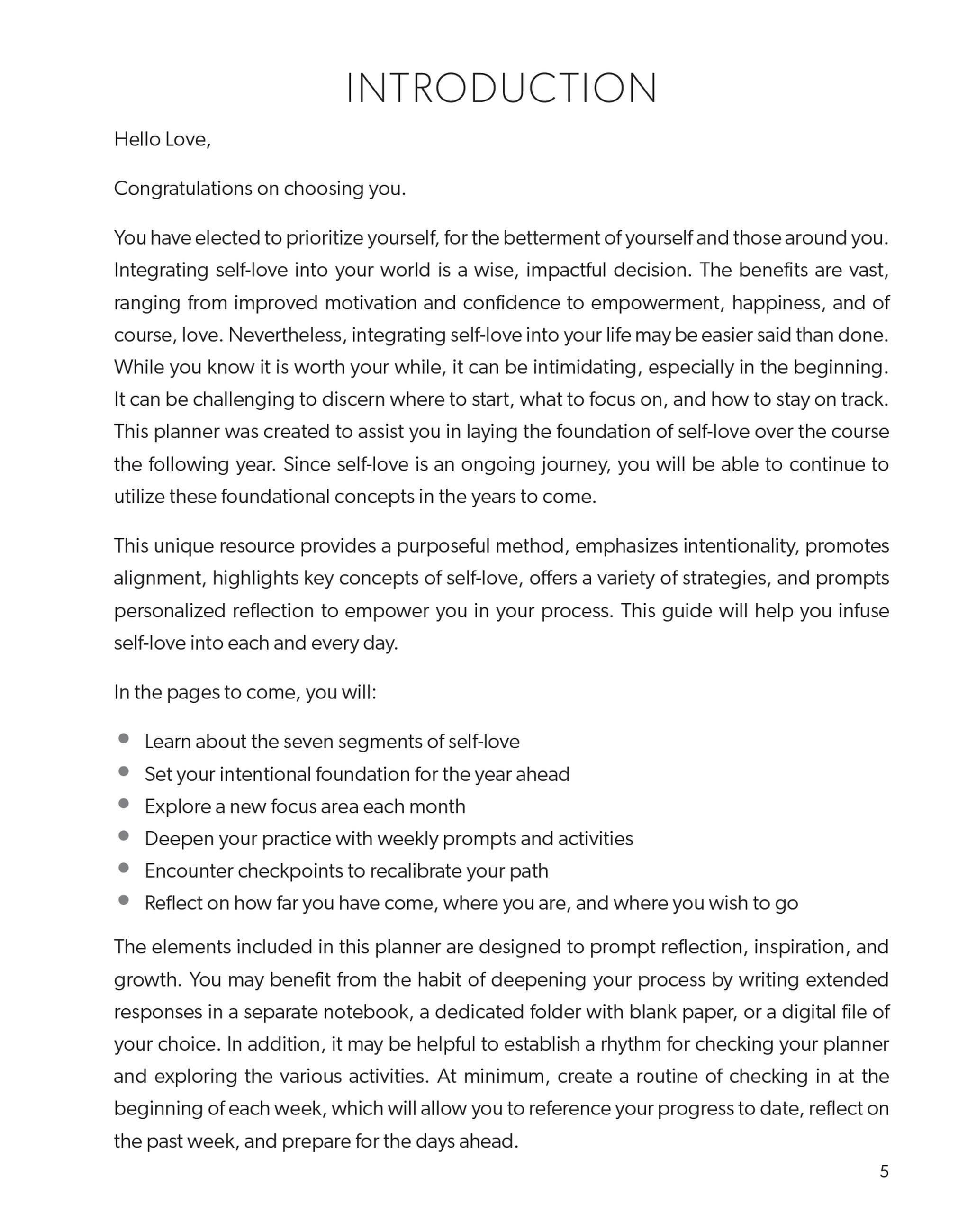 Beispielinhalt (Bild) The Self-Love Planner