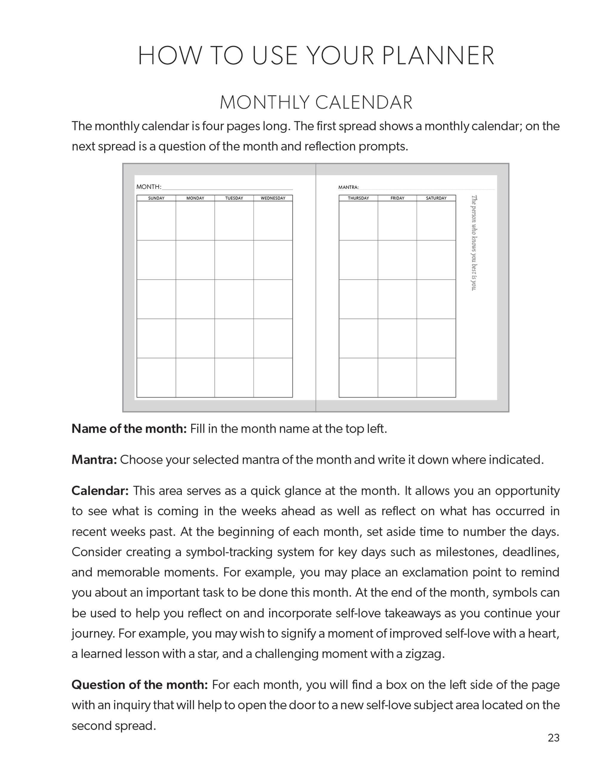 Beispielinhalt (Bild) The Self-Love Planner
