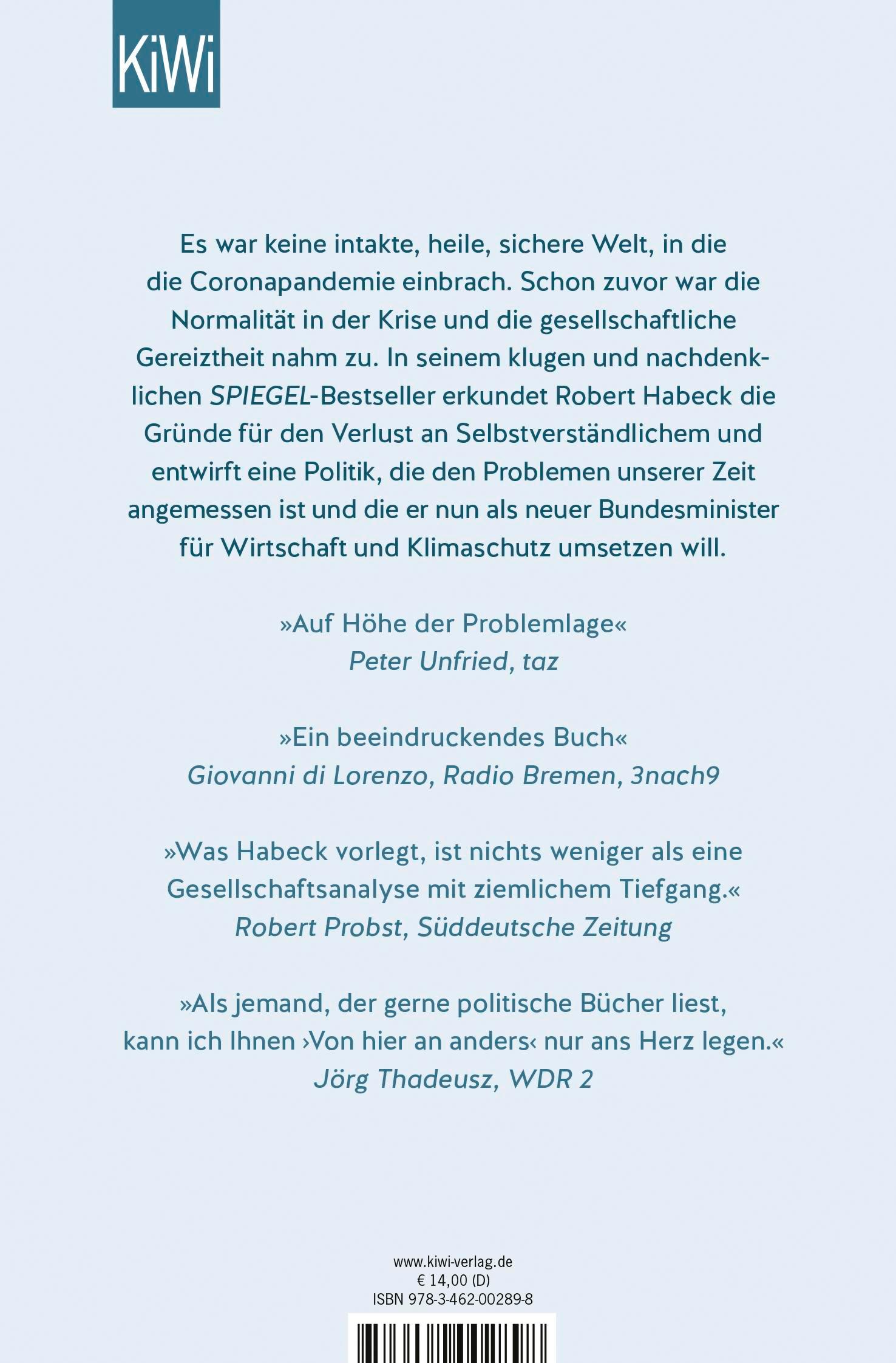 Rückseitencover Von hier an anders