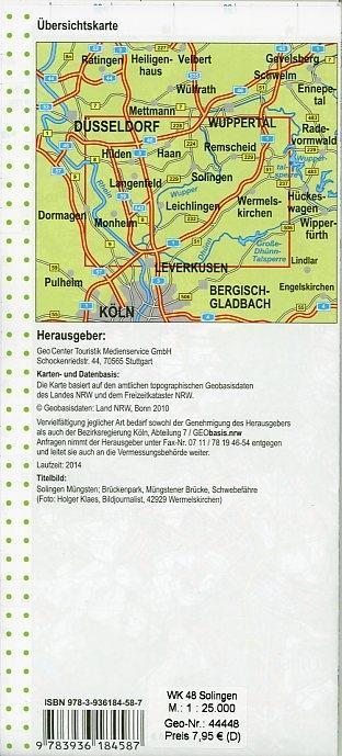 Beispielinhalt (Bild) NRW Wanderkarte 48 Solingen, Remscheid, Hilden, Burscheid, Wermelskirchen  1 : 25 000