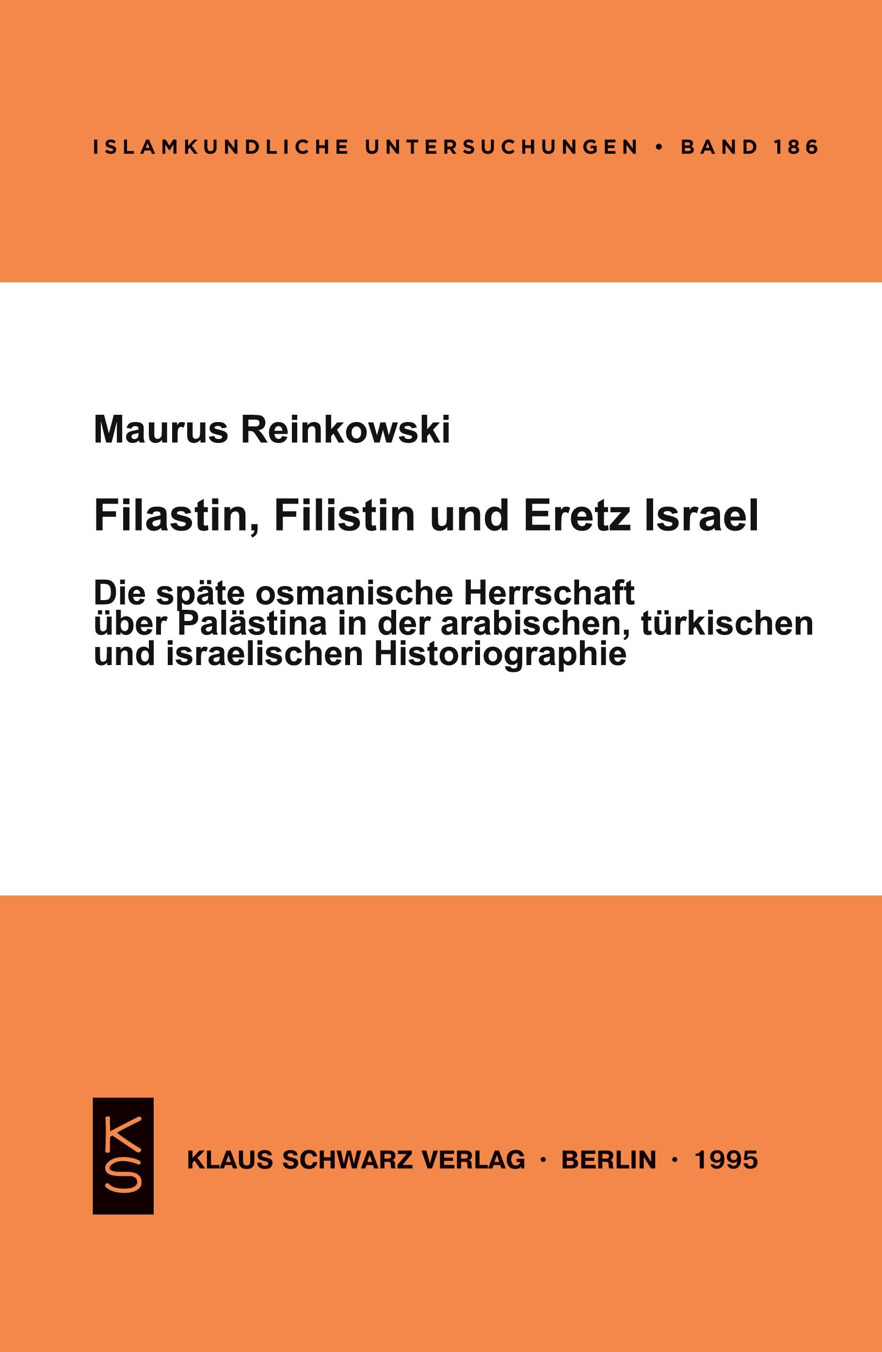 Vorderes Coverbild Filastin, Filistin und Eretz Israel