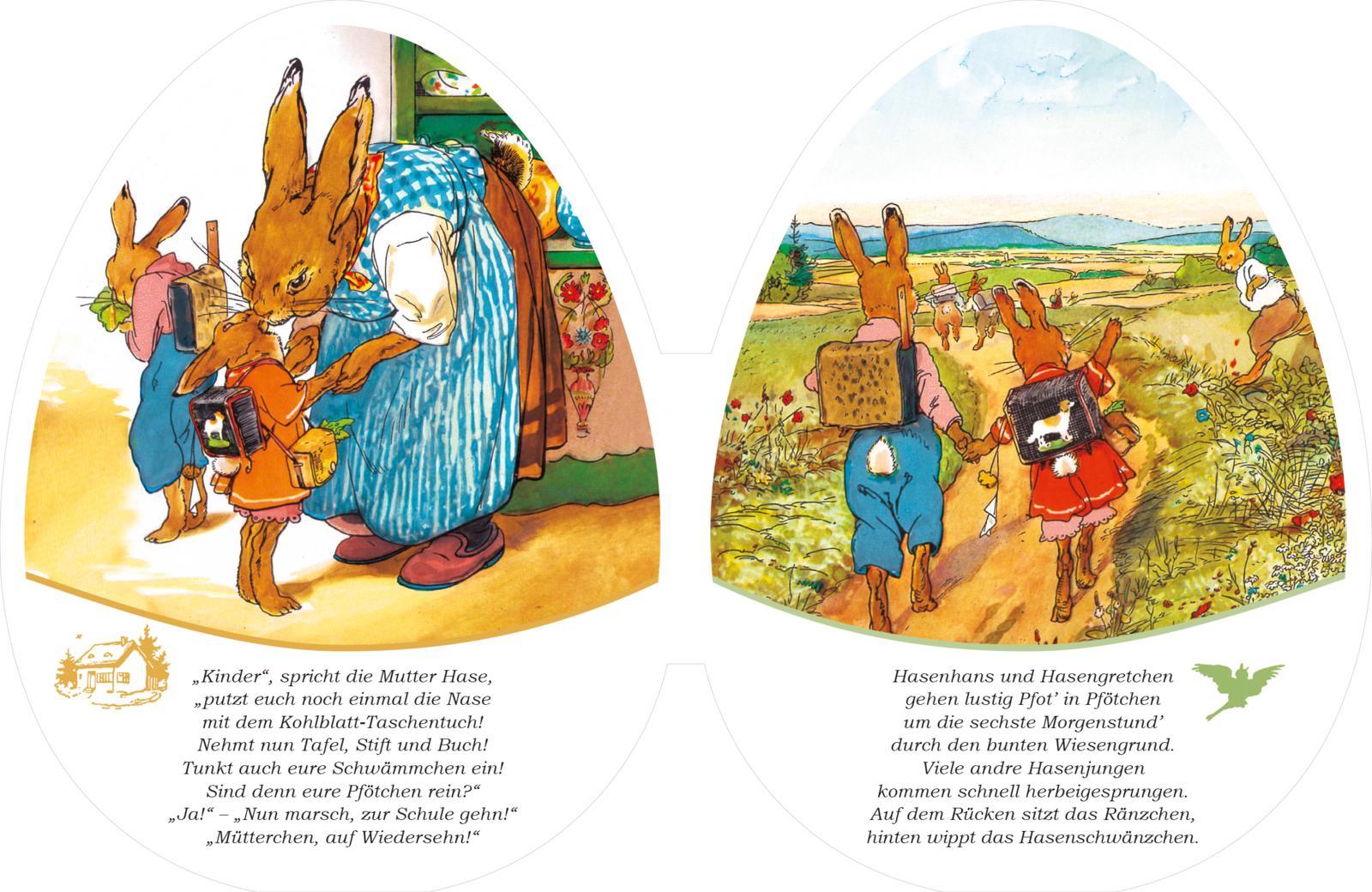 Beispielinhalt (Bild) Die Häschenschule: Großes Pappbilderbuch in Ei-Form