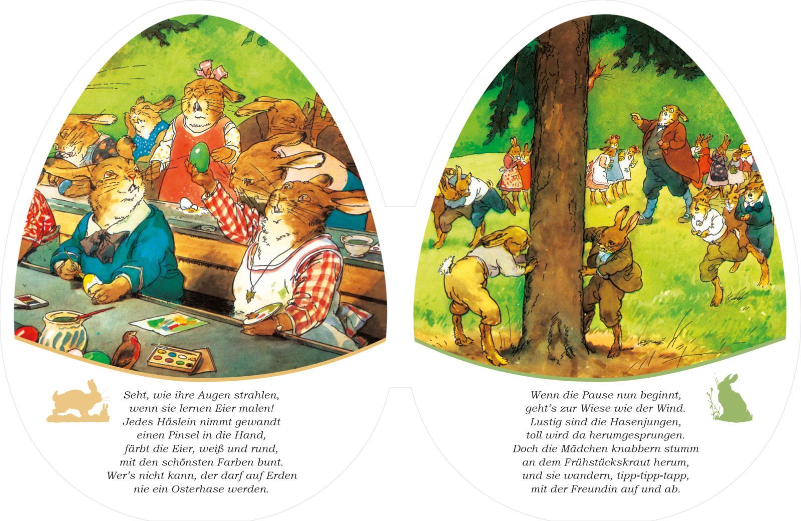 Beispielinhalt (Bild) Die Häschenschule: Großes Pappbilderbuch in Ei-Form