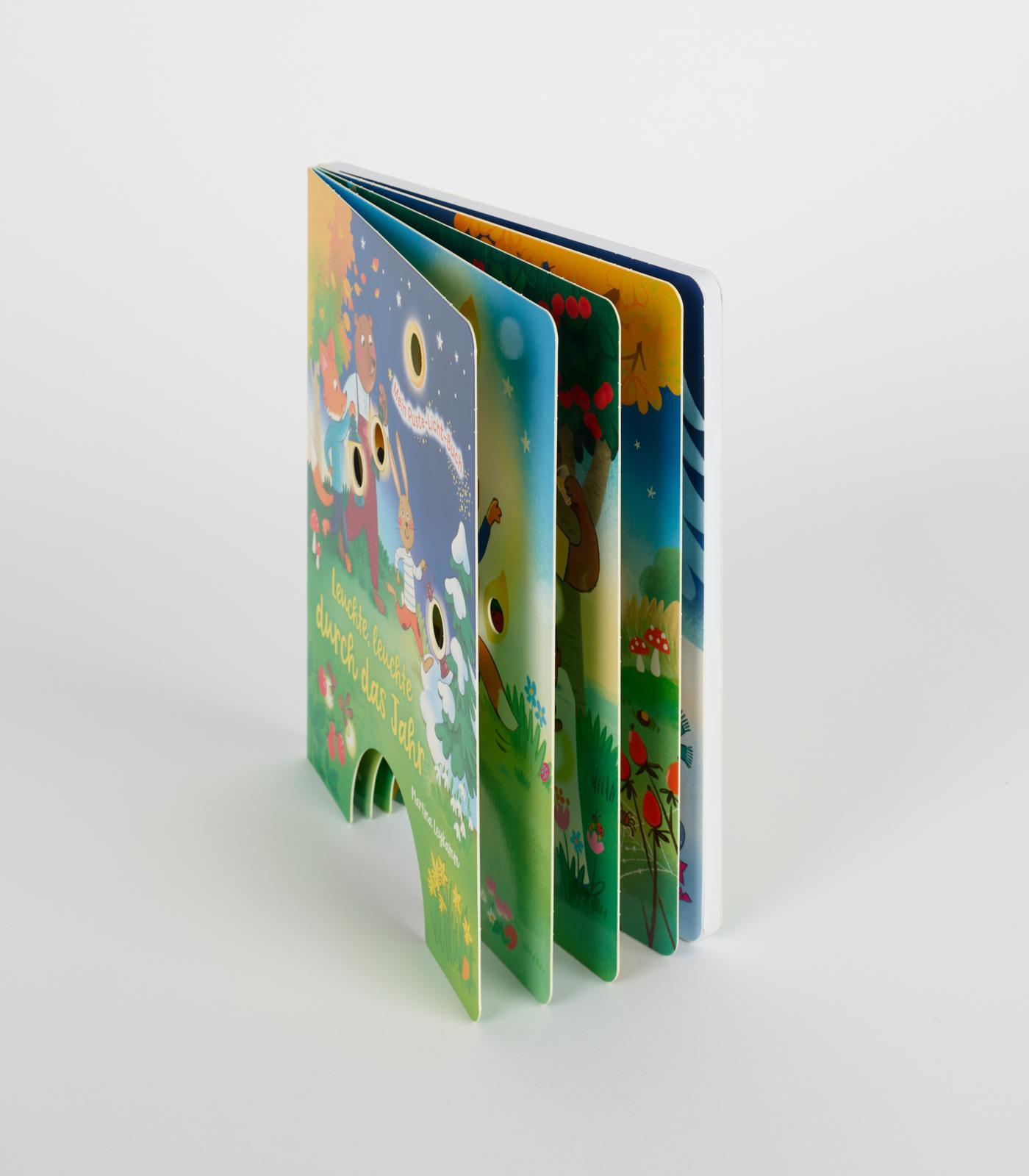 Beispielinhalt (Bild) Mein Puste-Licht-Buch: Leuchte, leuchte durch das Jahr