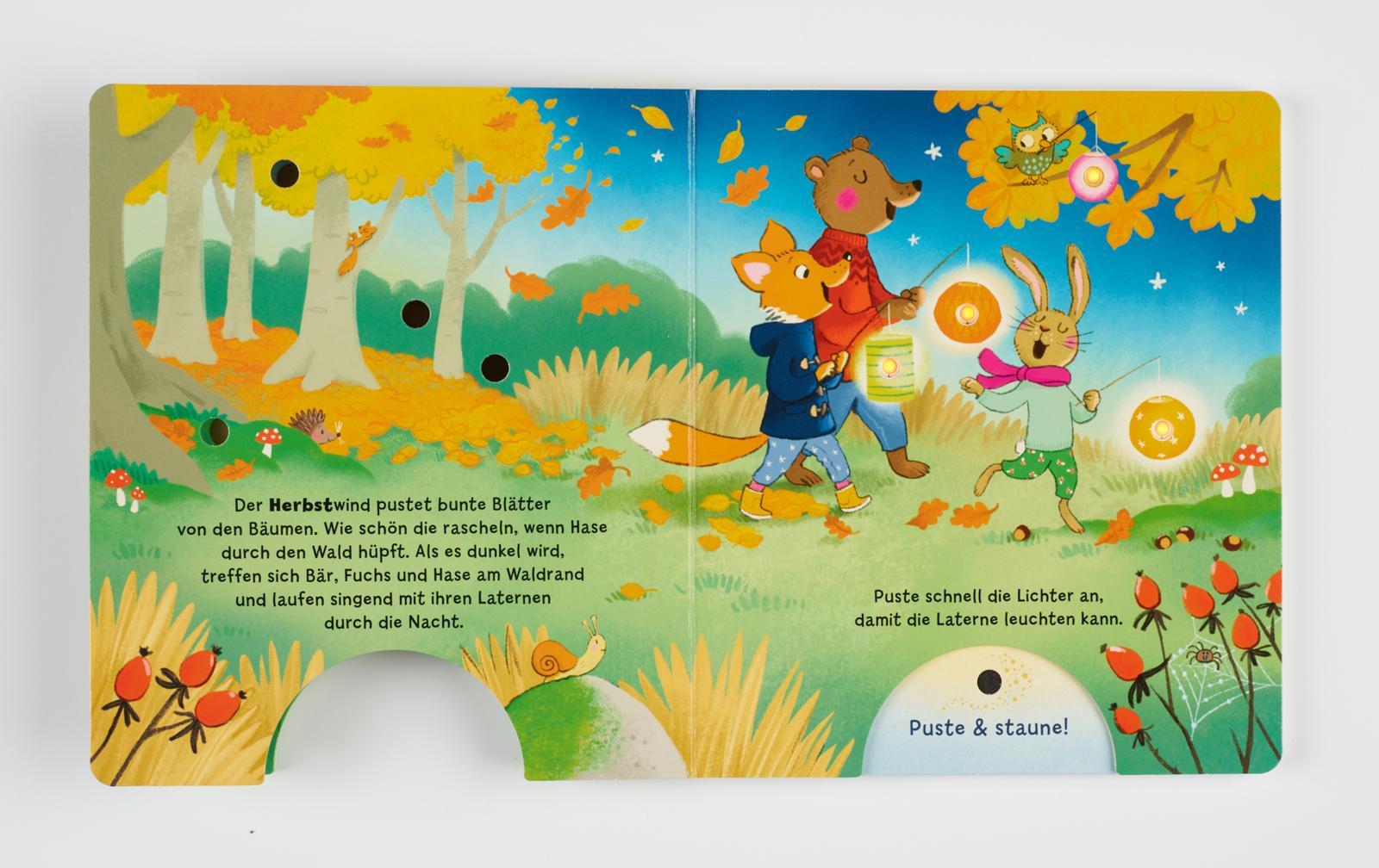 Beispielinhalt (Bild) Mein Puste-Licht-Buch: Leuchte, leuchte durch das Jahr