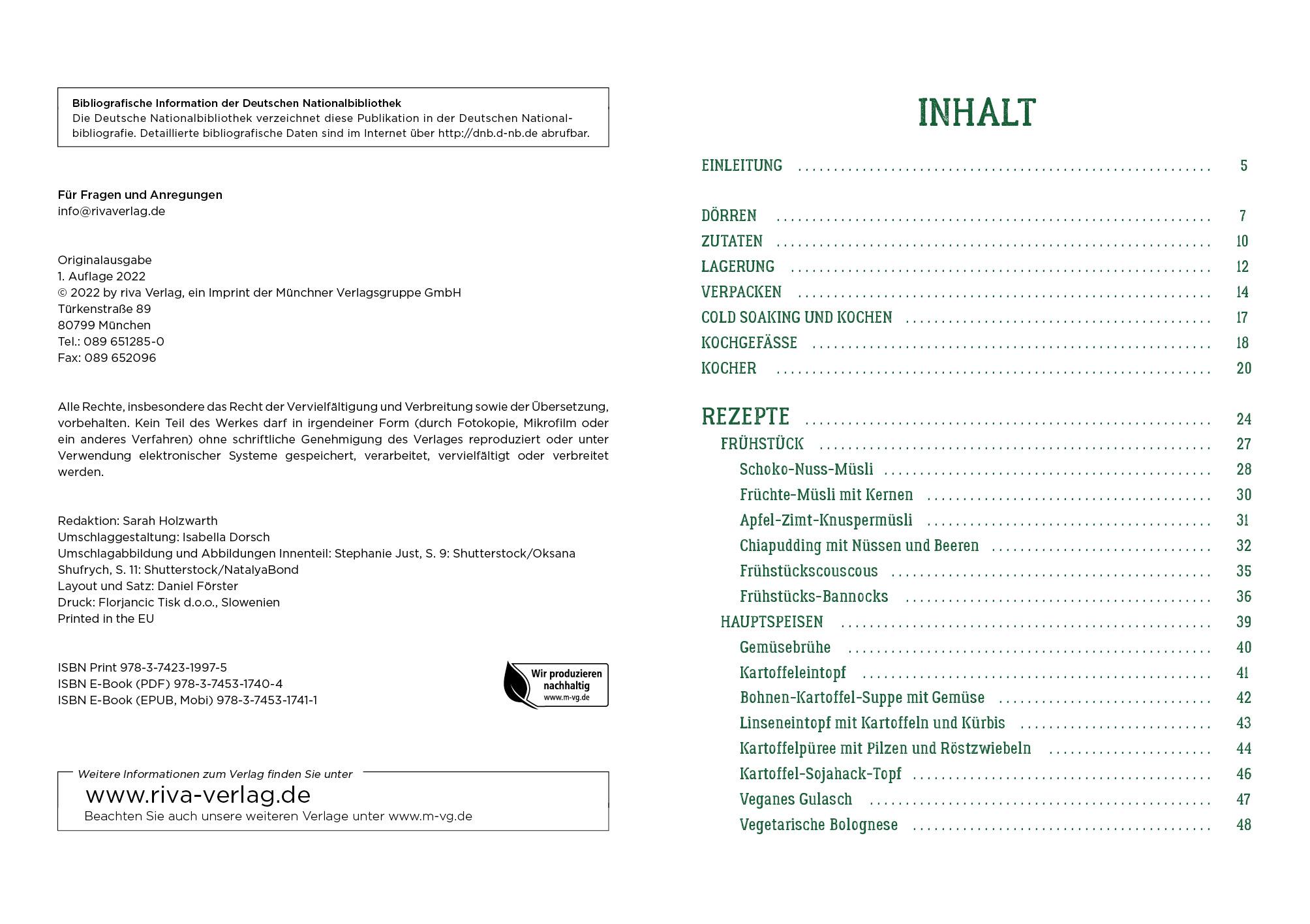 Beispielinhalt (Bild) Das Touren-Kochbuch