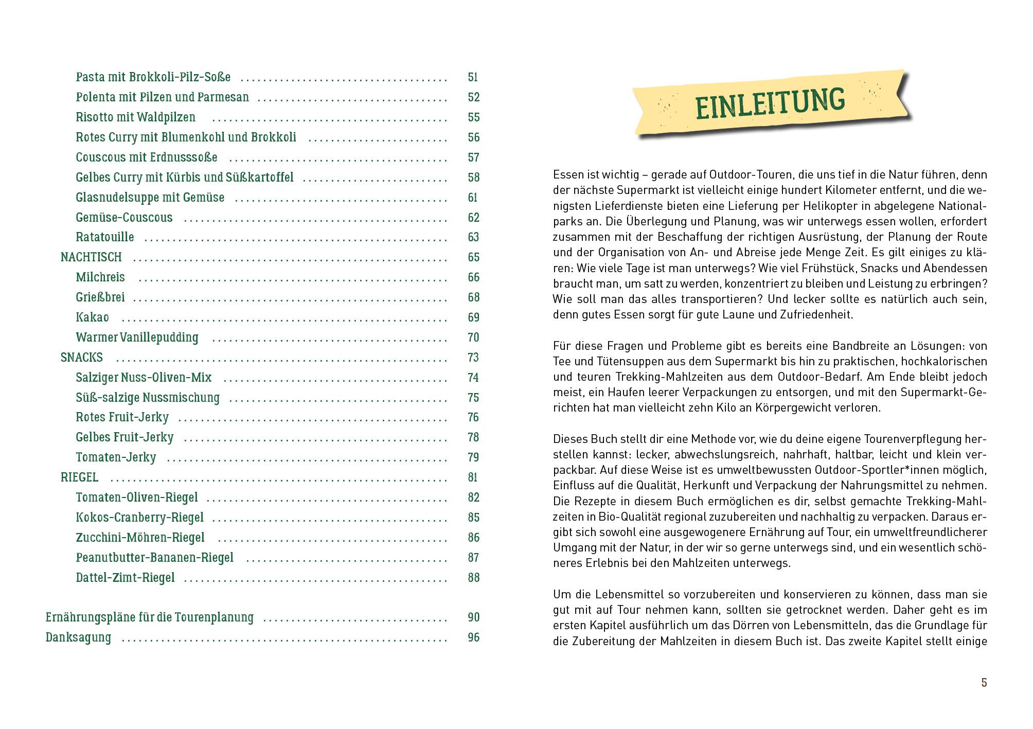 Beispielinhalt (Bild) Das Touren-Kochbuch