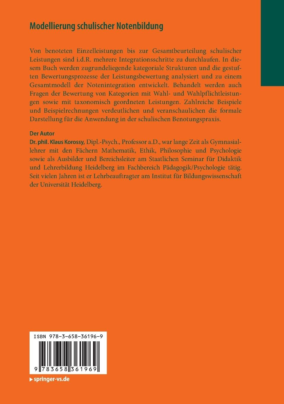 Rückseitencover Modellierung schulischer Notenbildung
