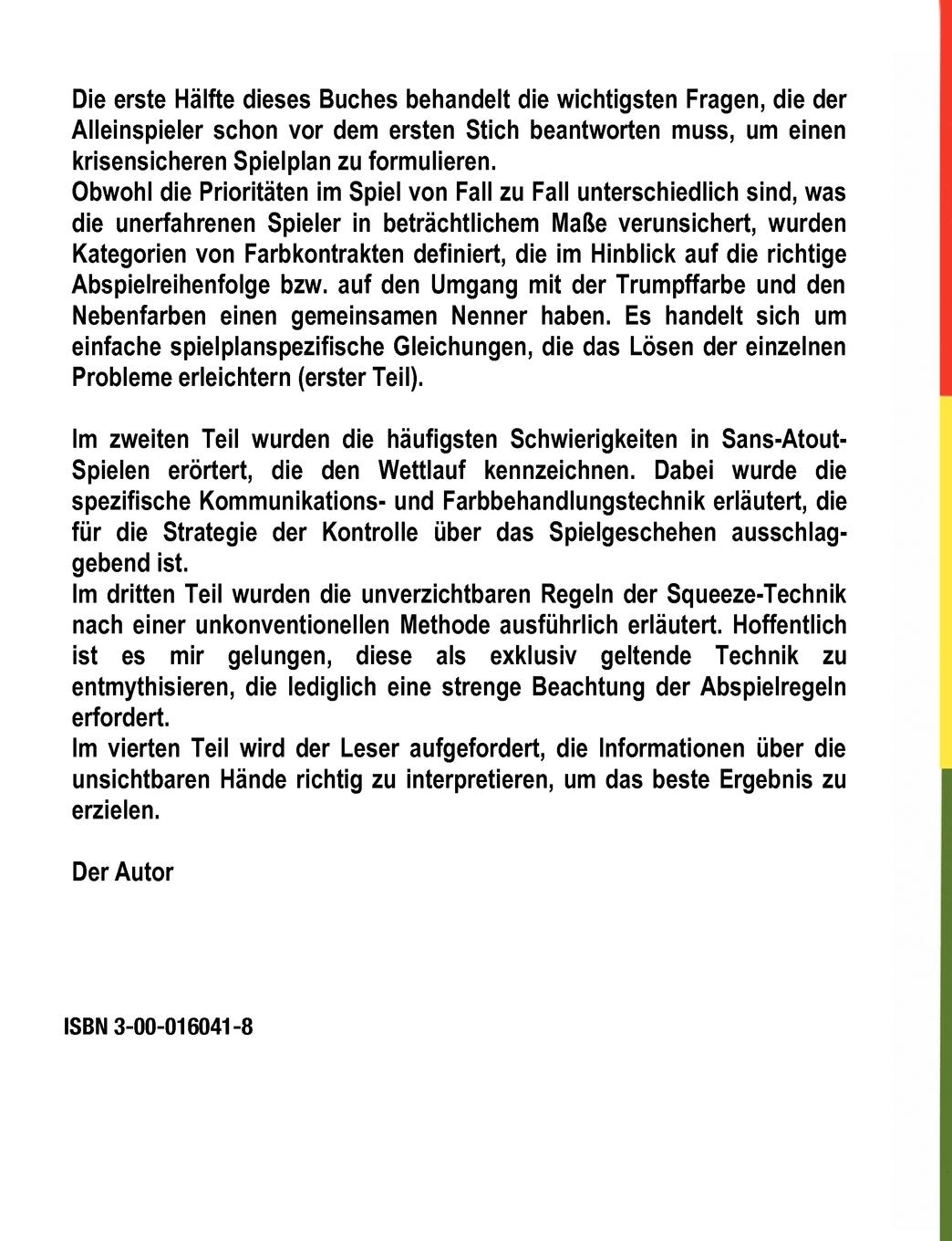 Rückseitencover Spielplan im Bridge