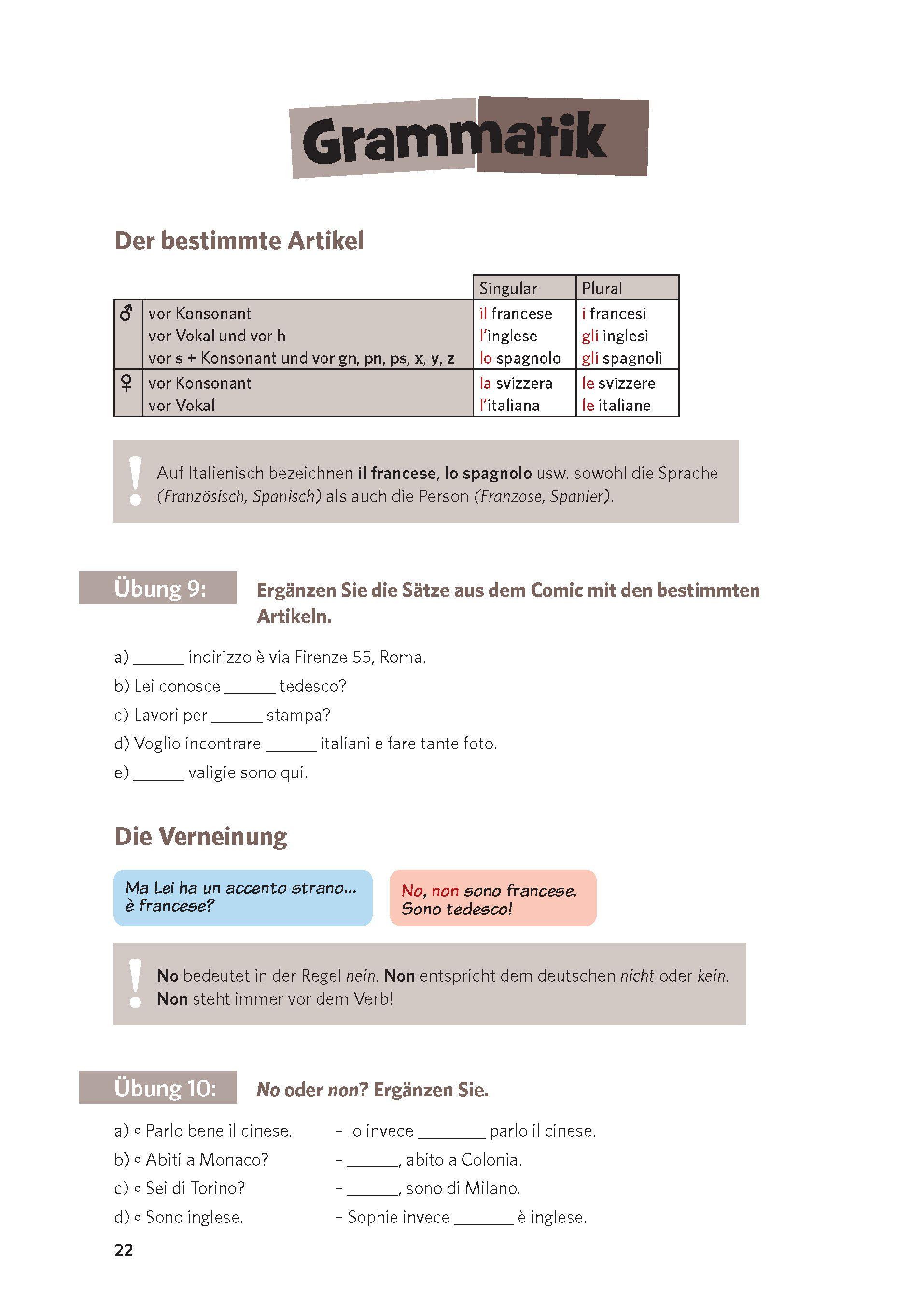 Beispielinhalt (Bild) PONS Sprachlern-Comic Italienisch