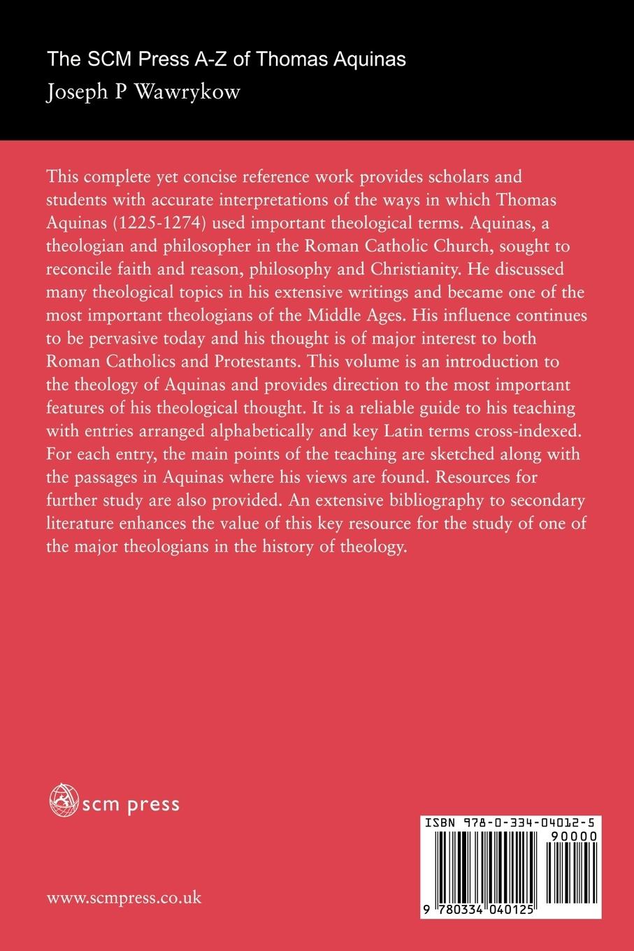 Rückseitencover A-Z of Thomas Aquinas