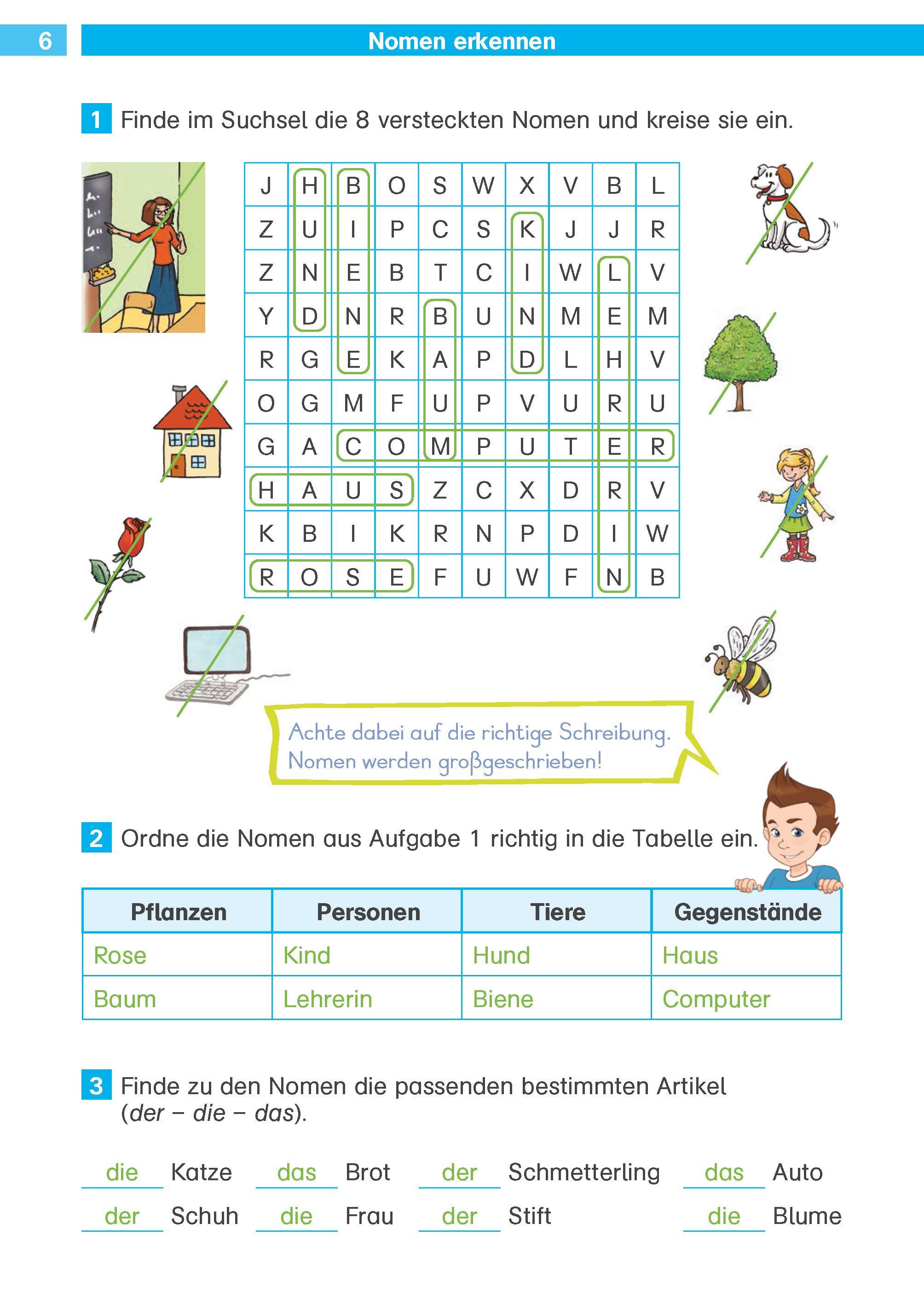 Beispielinhalt (Bild) Die Deutsch-Helden Grammatik 3. Klasse