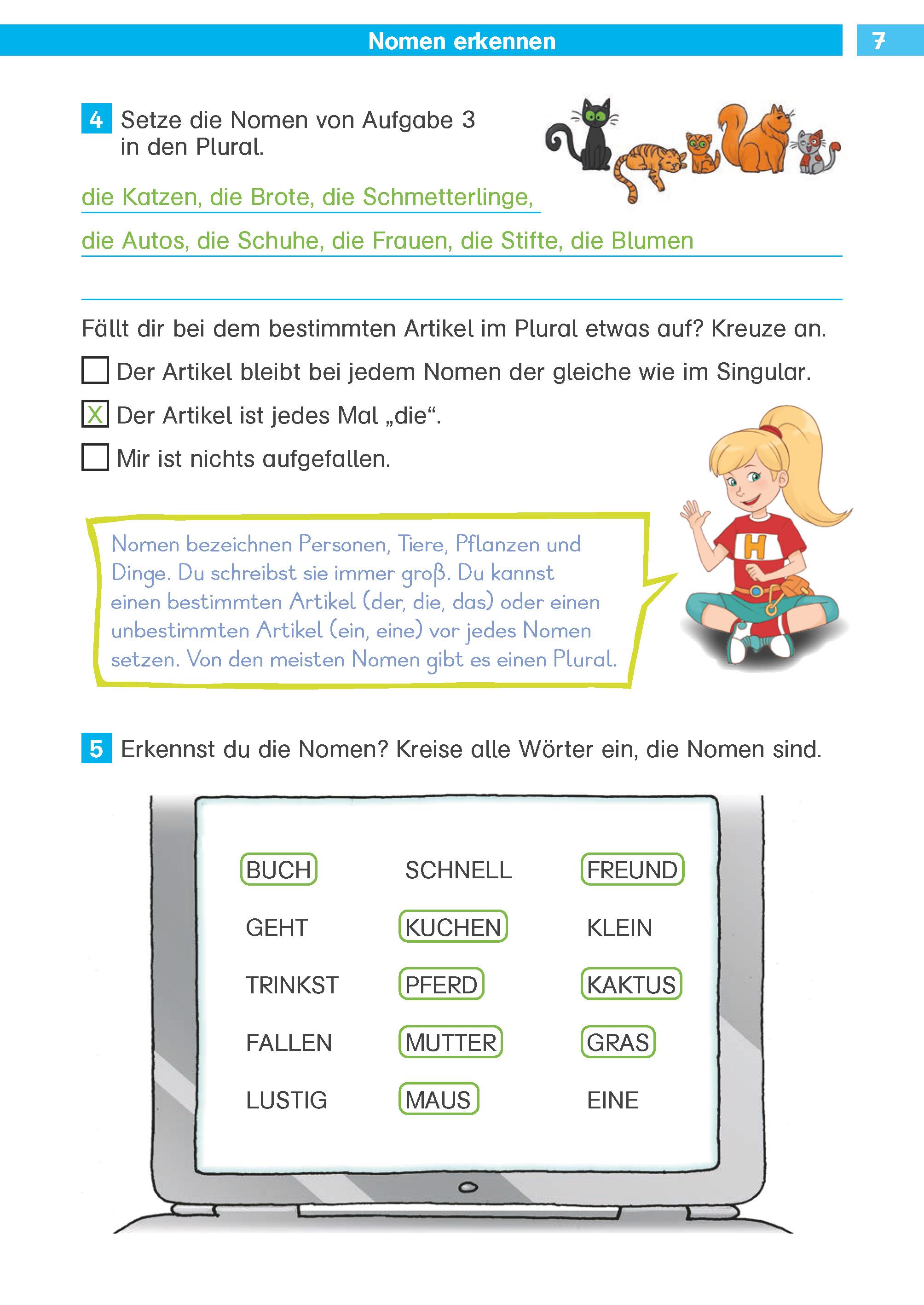 Beispielinhalt (Bild) Die Deutsch-Helden Grammatik 3. Klasse