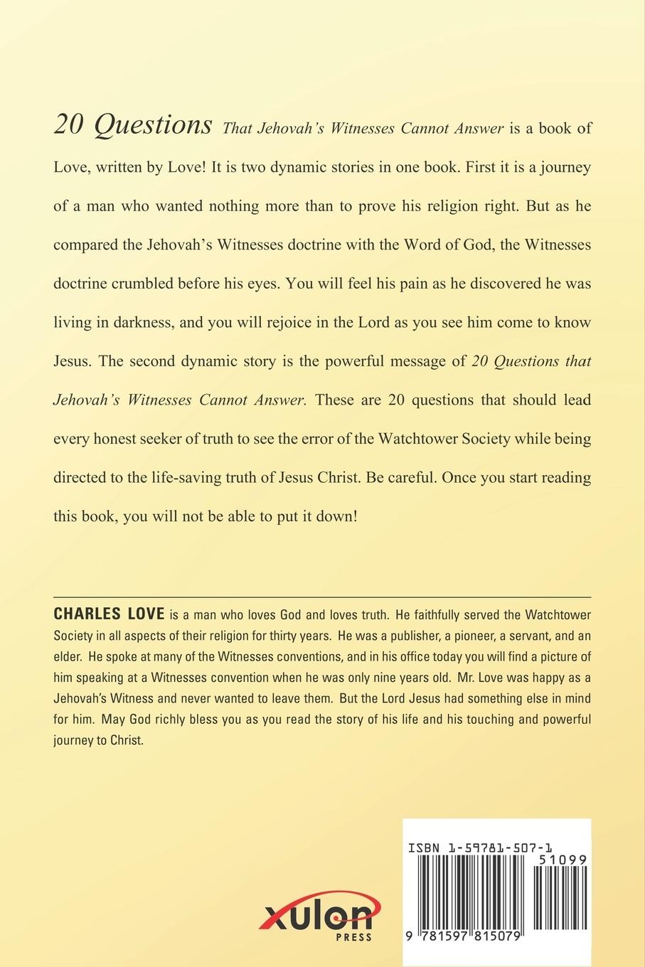 Rückseitencover 20 Questions Jehovah's Witnesses Cannot Answer