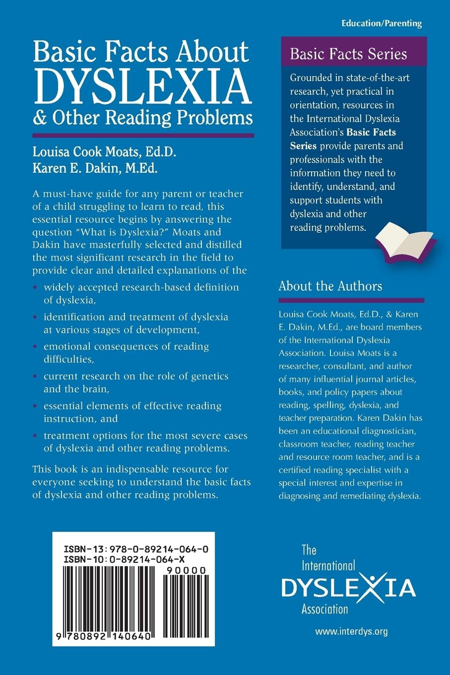 Rückseitencover Basic Facts about Dyslexia & Other Reading Problems