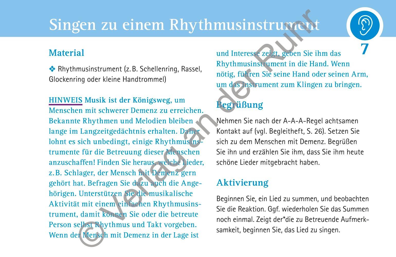 Beispielinhalt (Bild) Sinnesaktivierungen für Menschen mit fortgeschrittener & schwerer Demenz