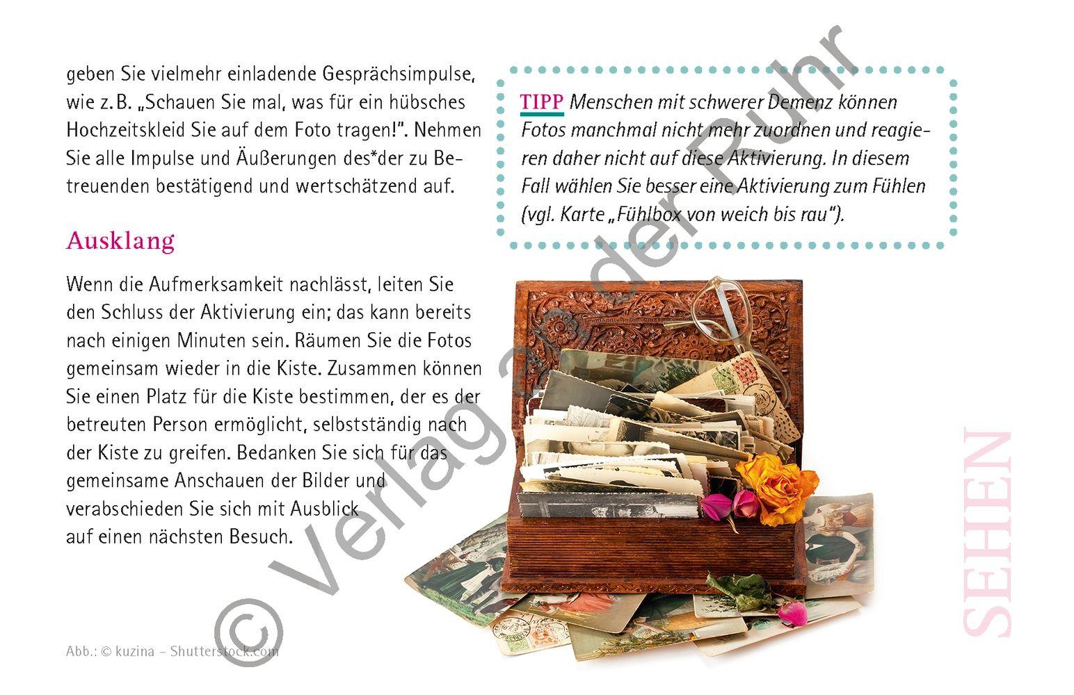 Beispielinhalt (Bild) Sinnesaktivierungen für Menschen mit fortgeschrittener & schwerer Demenz