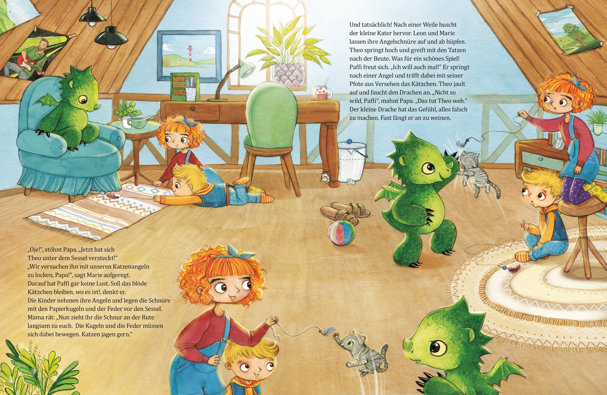 Beispielinhalt (Bild) Paffi. Ein kleiner Drache und das Kätzchen