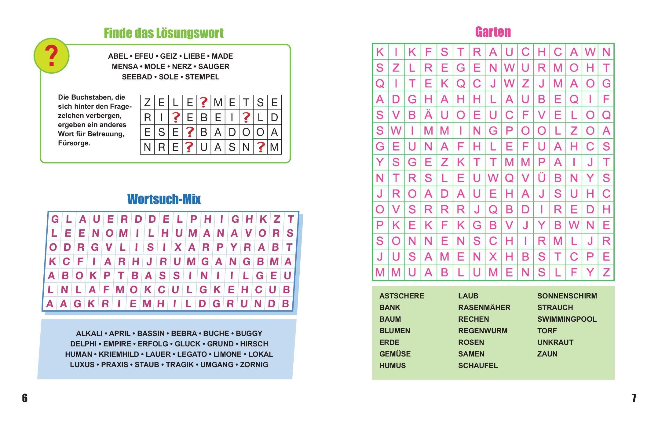 Beispielinhalt (Bild) Sei schlau wie Einstein! - Wortsuchrätsel in Großschrift