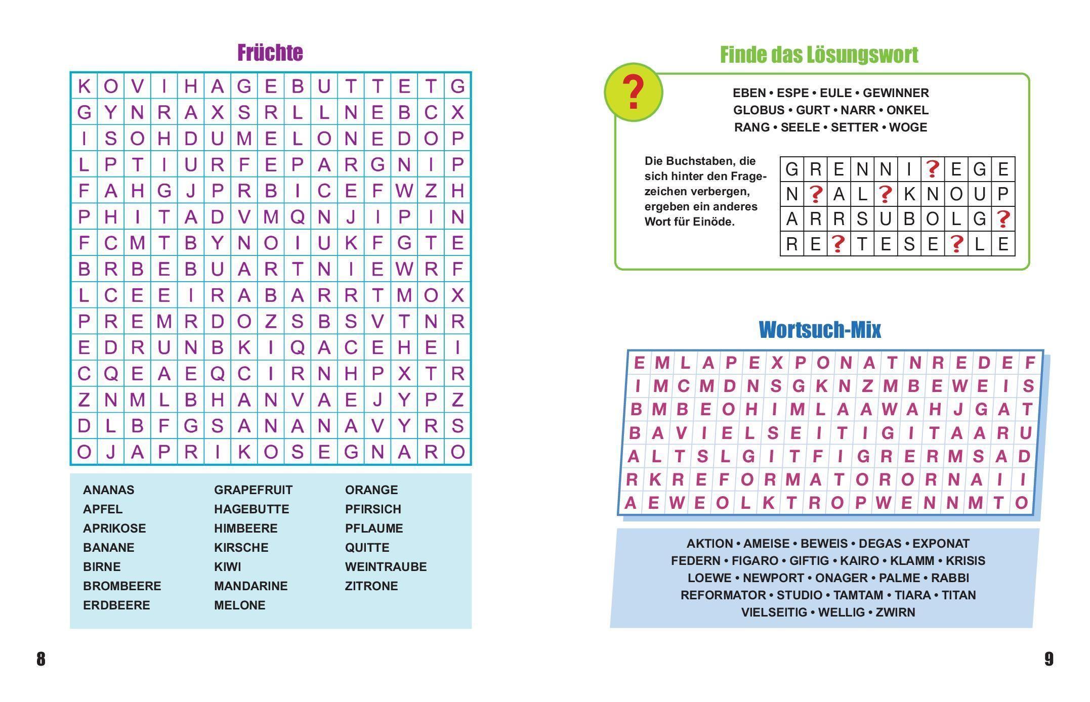 Beispielinhalt (Bild) Sei schlau wie Einstein! - Wortsuchrätsel in Großschrift