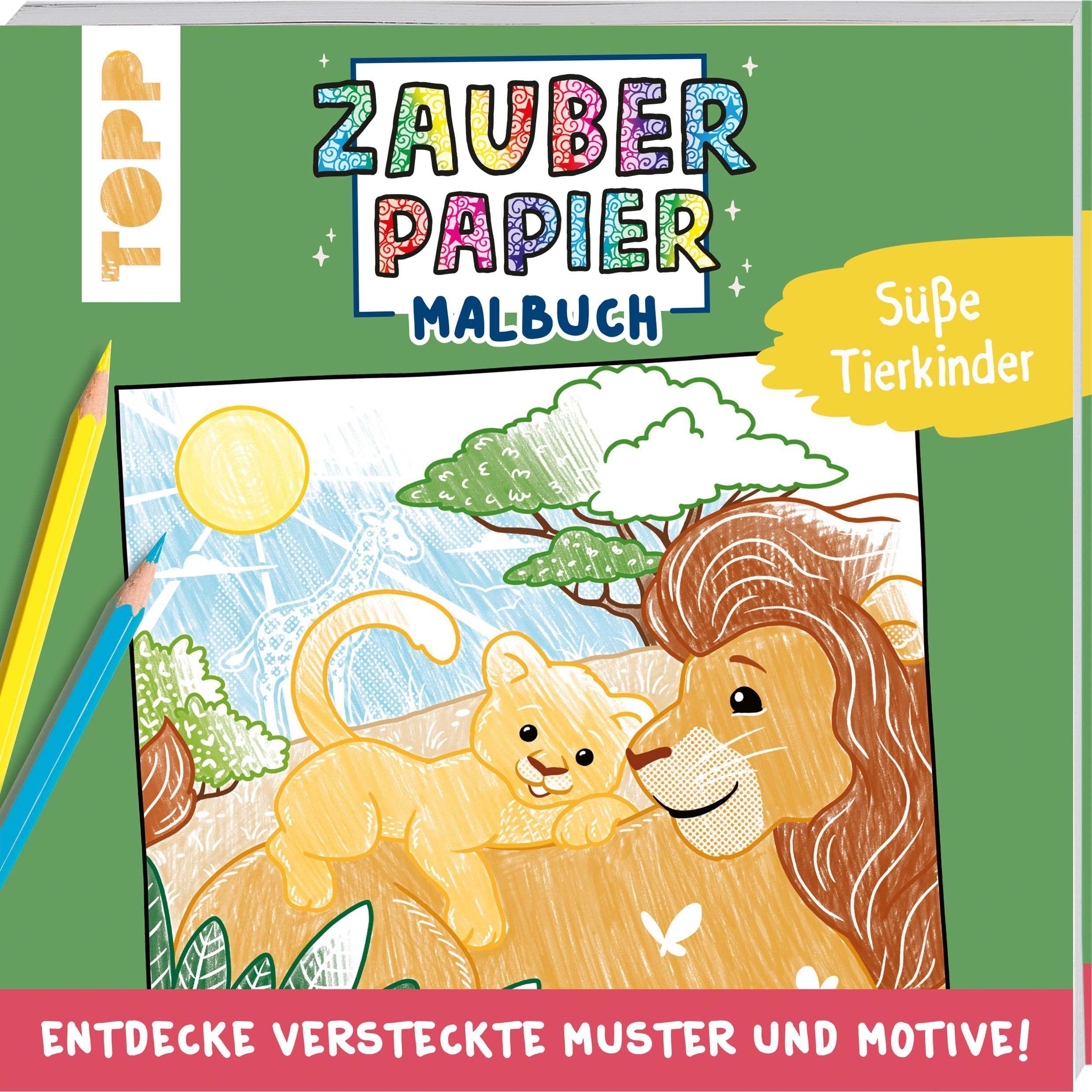 Vorderes Coverbild Zauberpapier Malbuch Süße Tierkinder