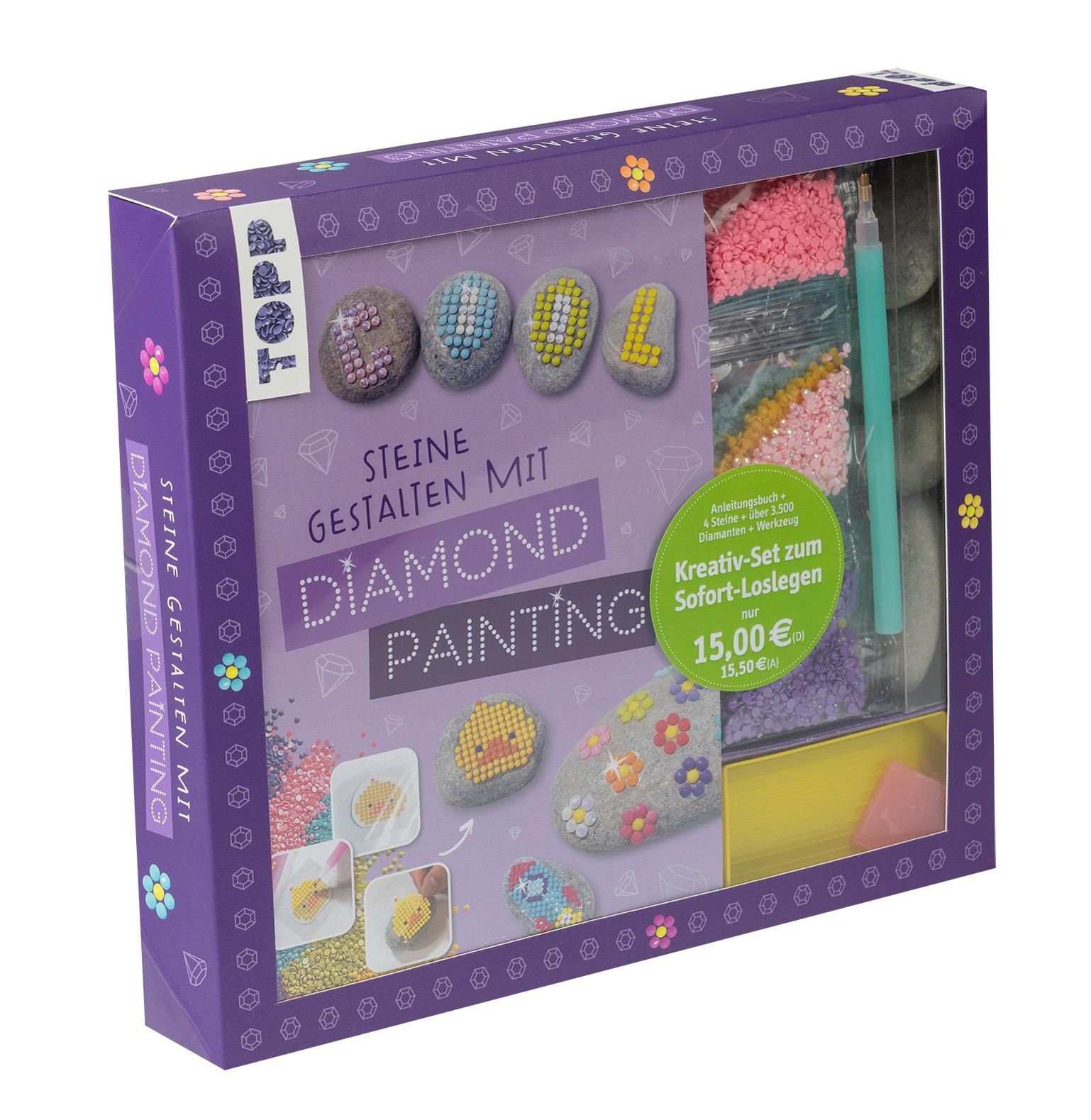 Vorderes Coverbild Kreativ-Set Steine gestalten mit Diamond Painting