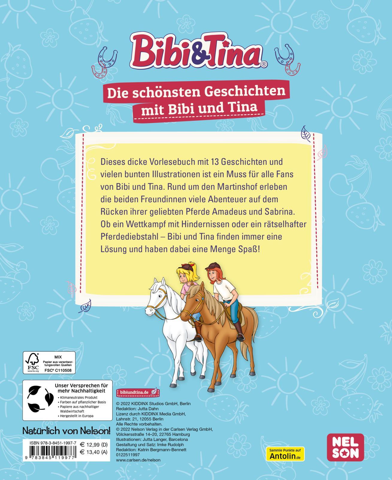 Rückseitencover Bibi und Tina: Die schönsten Geschichten mit Bibi und Tina