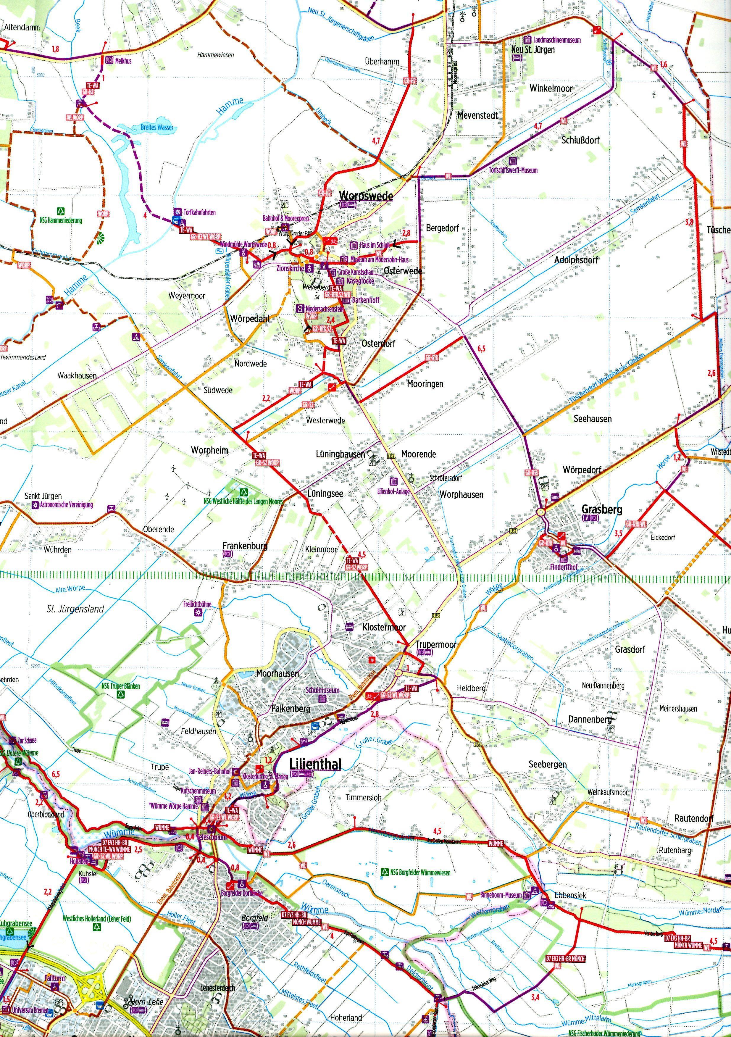 Beispielinhalt (Bild) Radwanderkarte Bremen RW-HB1