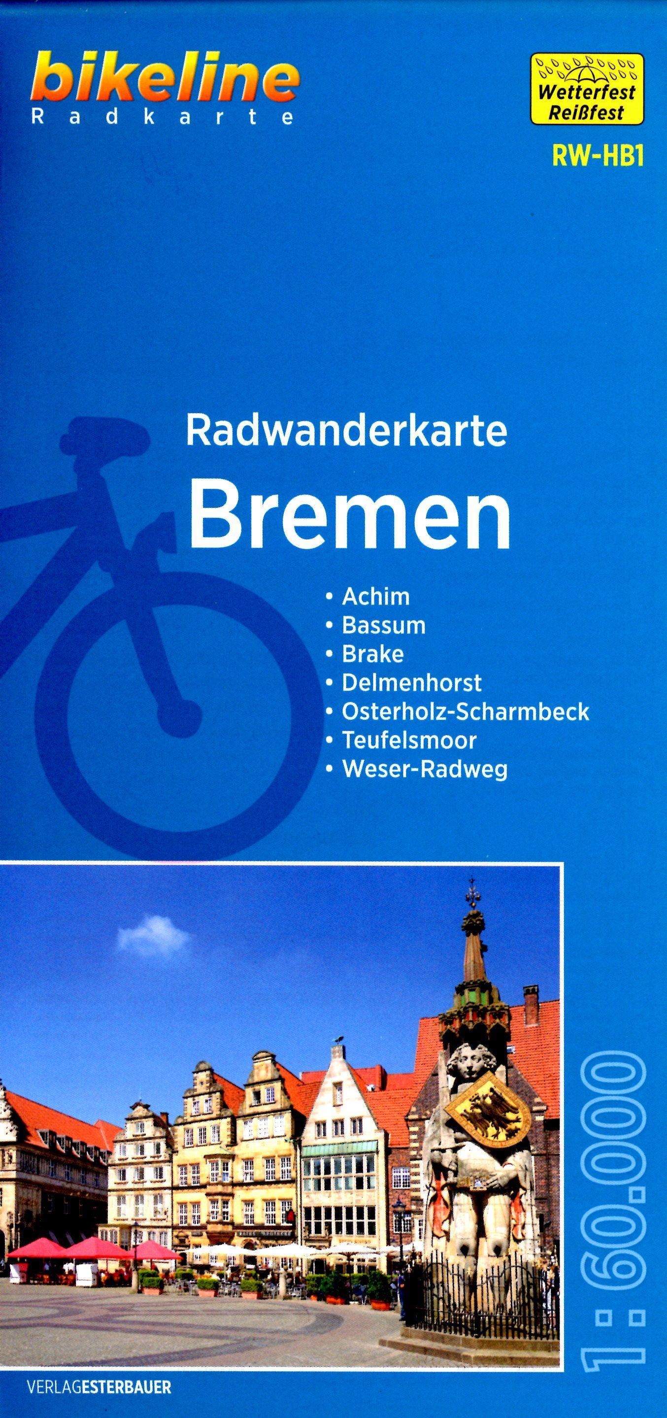 Vorderes Coverbild Radwanderkarte Bremen RW-HB1