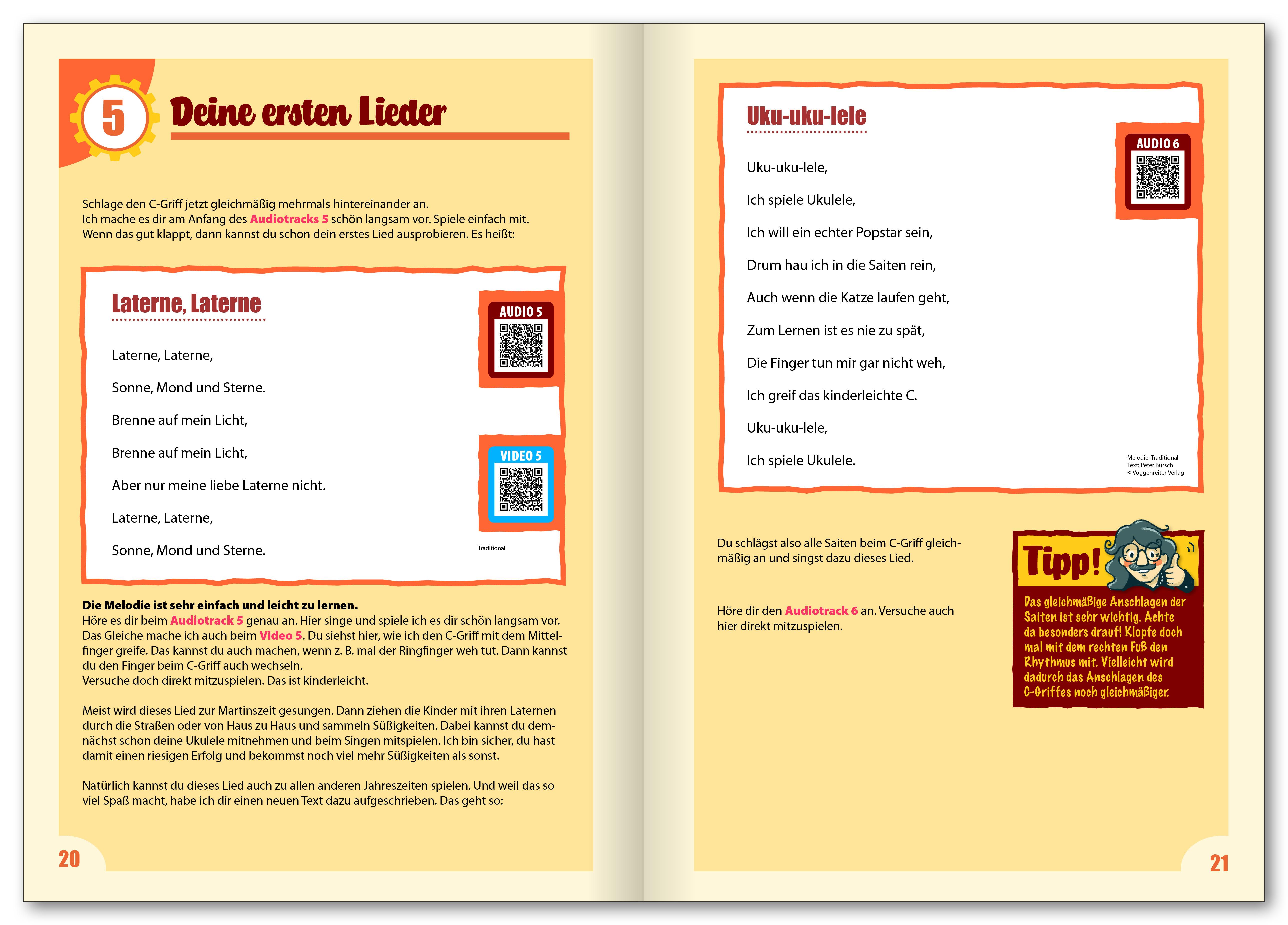 Beispielinhalt (Bild) Peter Bursch's Kinder-Ukulelenbuch