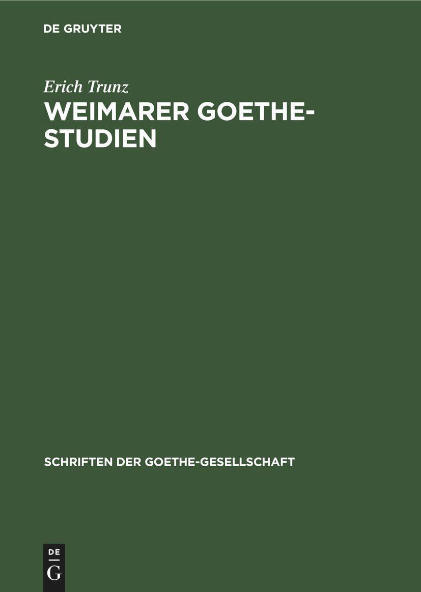 Vorderes Coverbild Weimarer Goethe-Studien