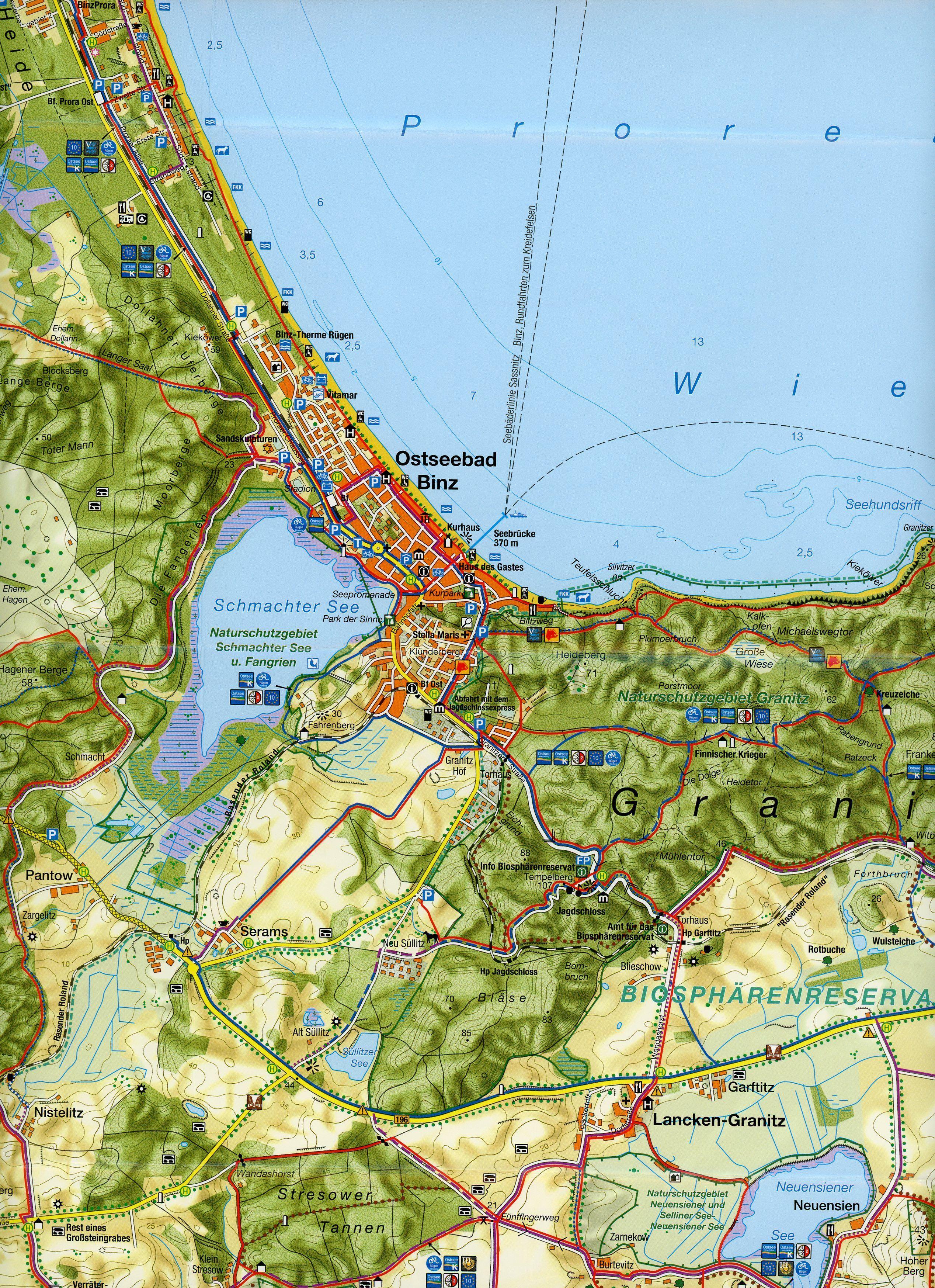 Beispielinhalt (Bild) Rad- und Wanderkarte Mönchgut, Granitz, bis Bergen